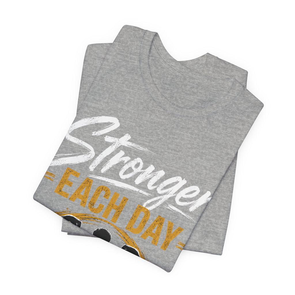 Stronger Each Day Summer Tee | Muscle Silhouette Fitness Shirt