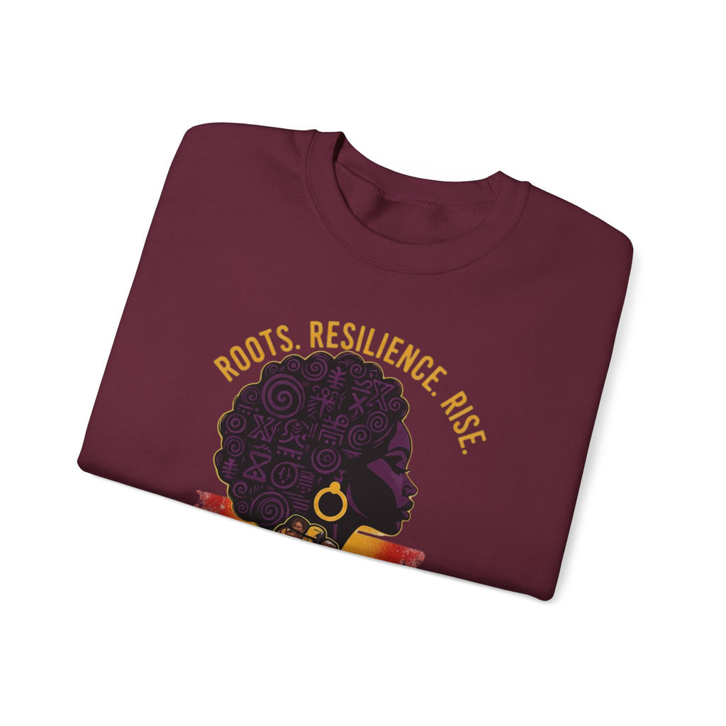 Roots Resilience Rise Sweatshirt | Black History Afro Woman Design