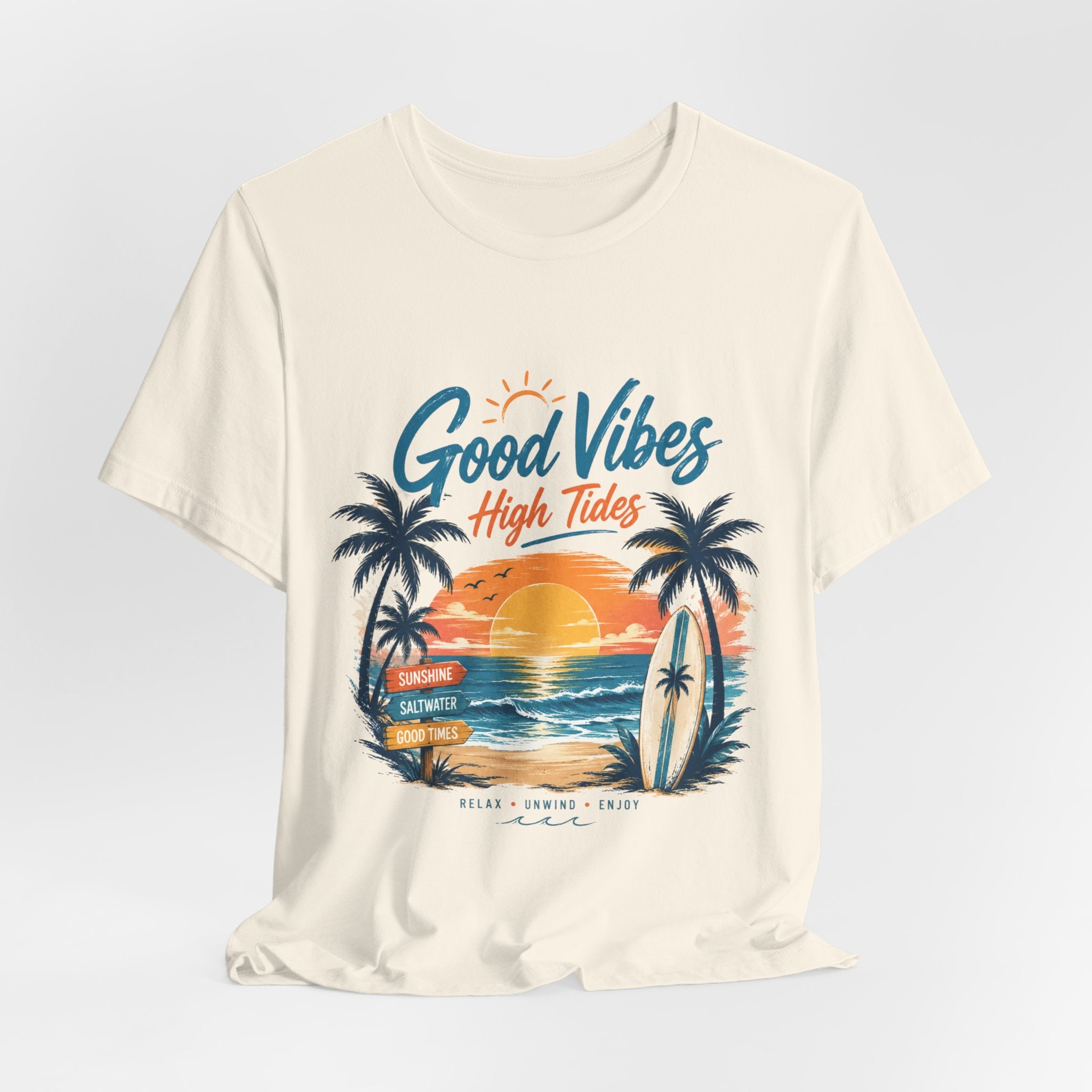 Summer Beach T-Shirt | Sunset Palm Beach Surf Scene