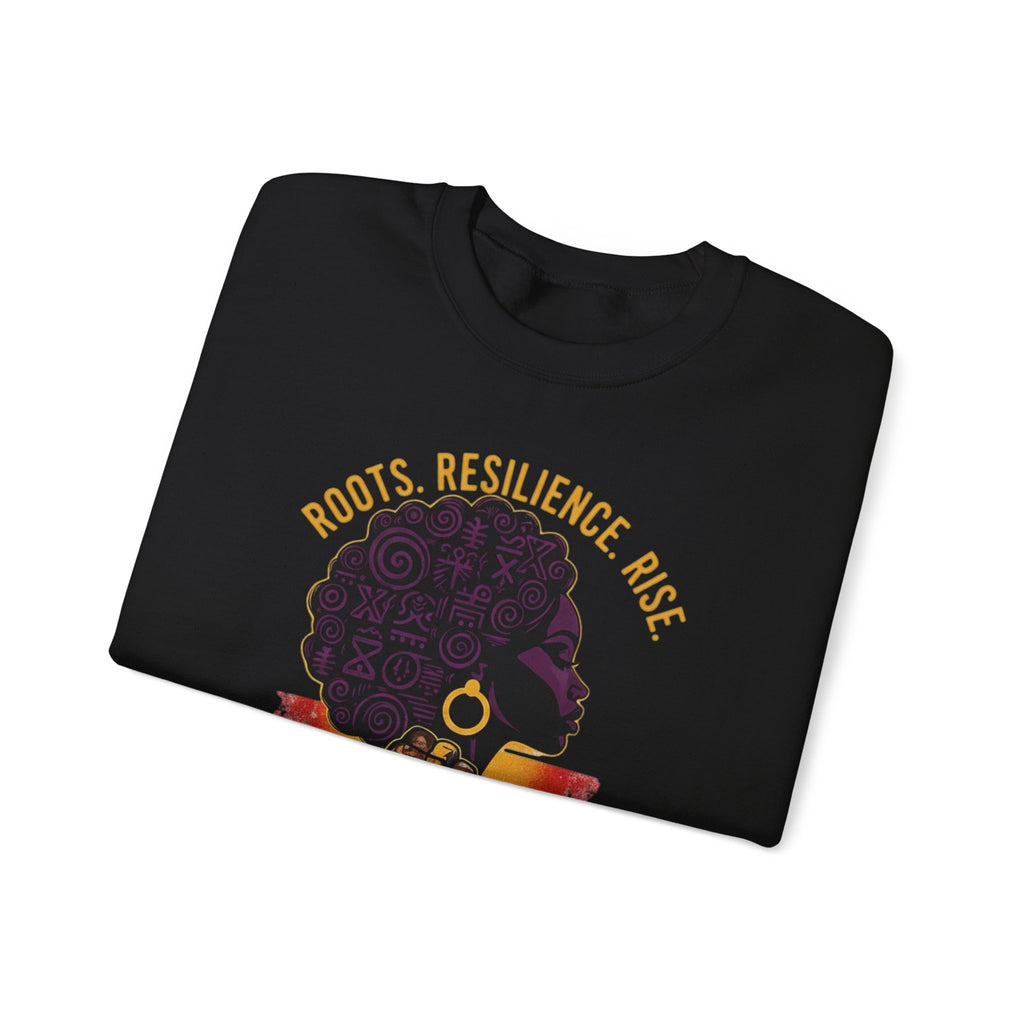 Roots Resilience Rise Sweatshirt | Black History Afro Woman Design