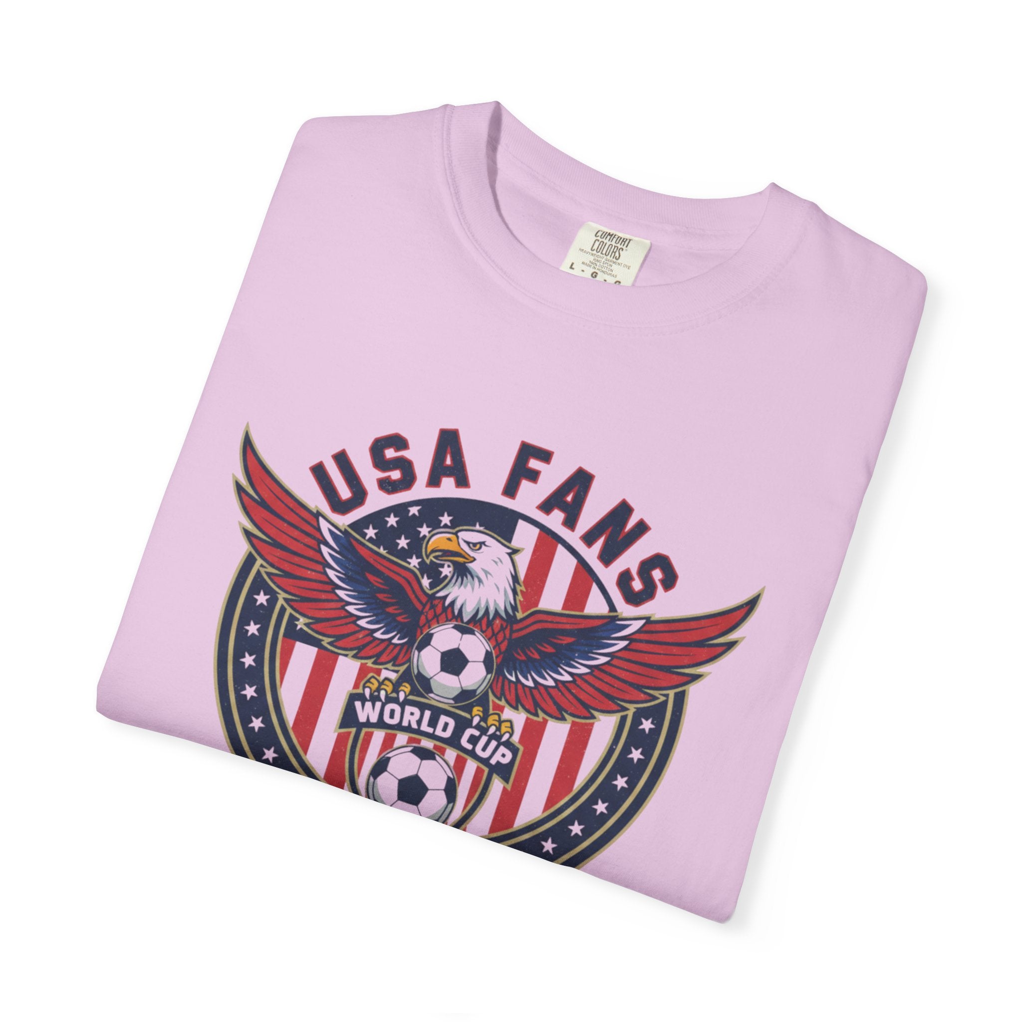 USA Fans World Cup Soccer T-Shirt — Patriotic Eagle Flag Design