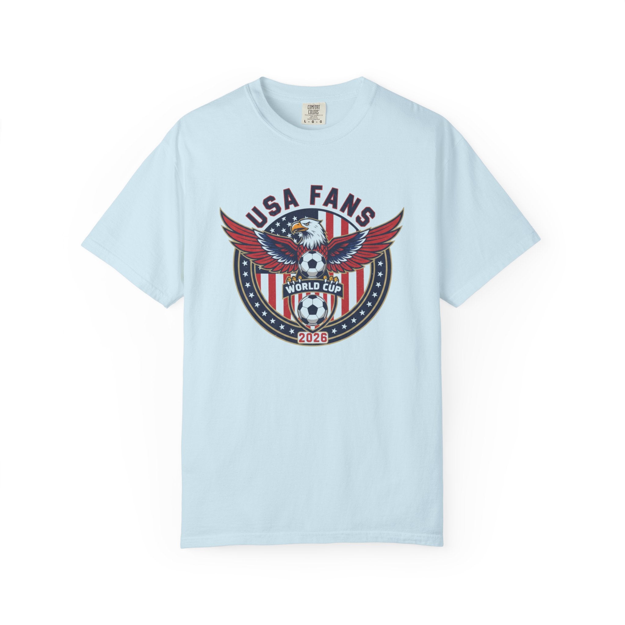 USA Fans World Cup Soccer T-Shirt — Patriotic Eagle Flag Design