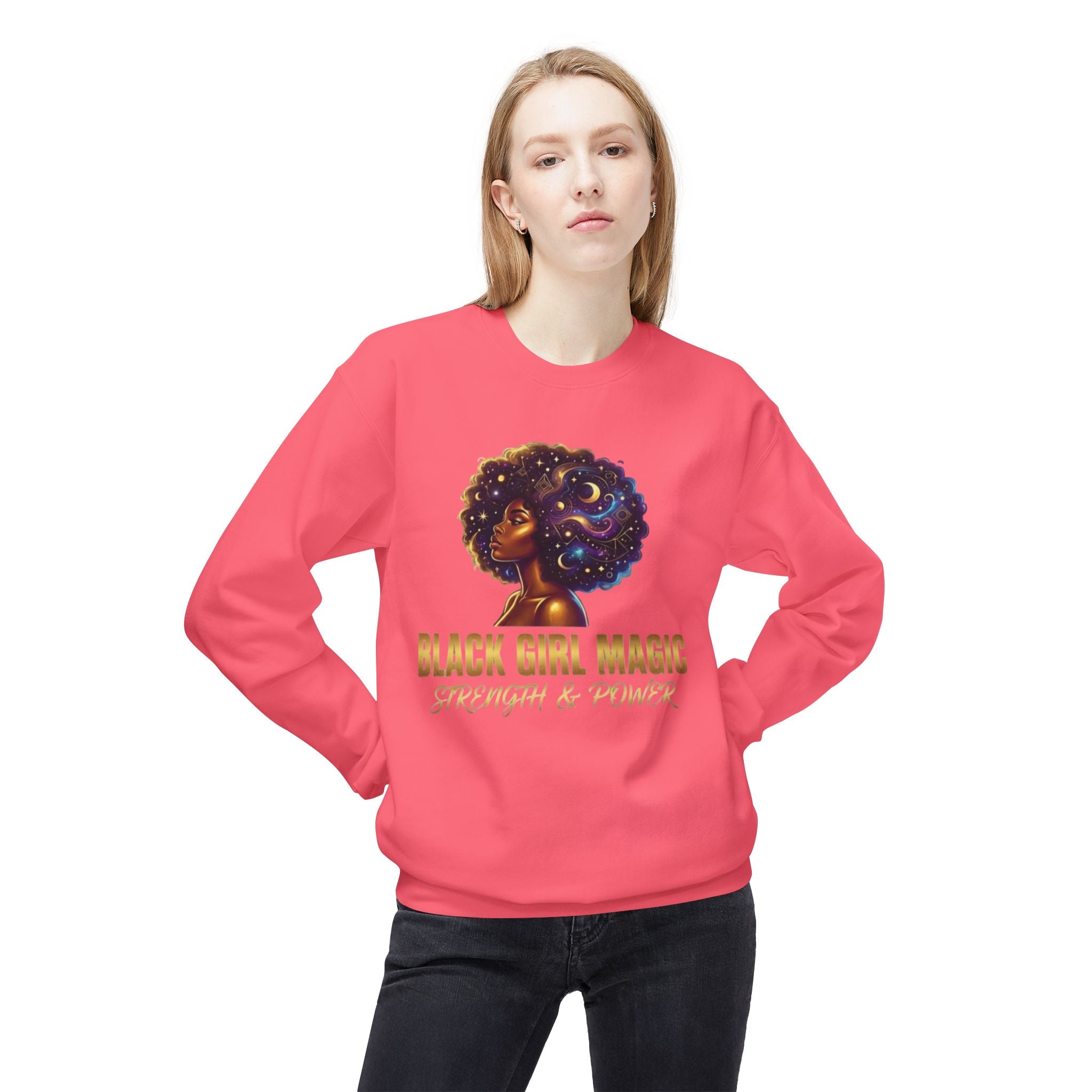 Black Girl Magic Afro Galaxy Illustration Sweatshirt | Strength & Power