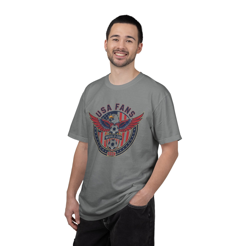 USA Fans World Cup Soccer T-Shirt — Patriotic Eagle Flag Design