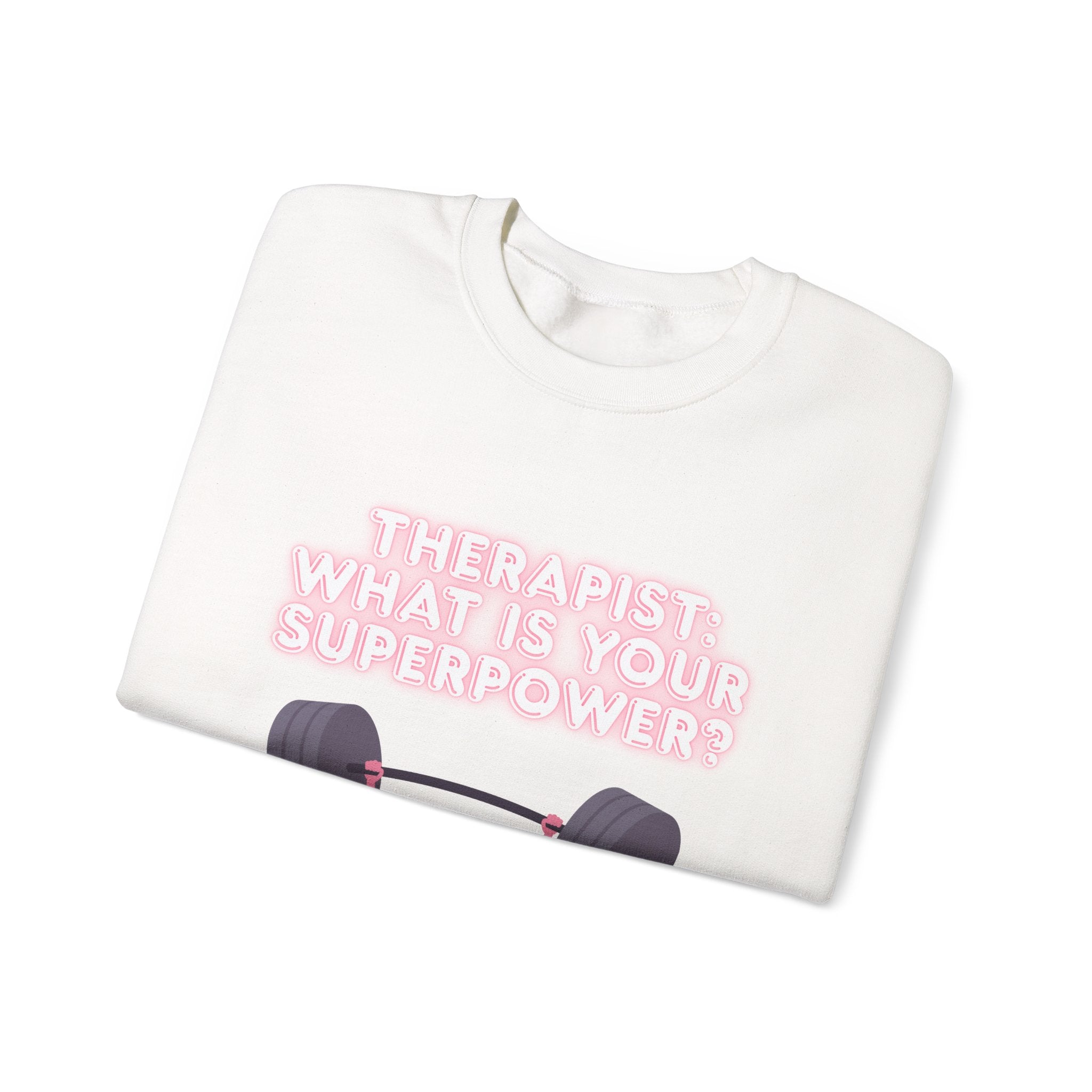 Therapist Superpower Sweatshirt — Cute Brain Lifting Weights Crewneck
