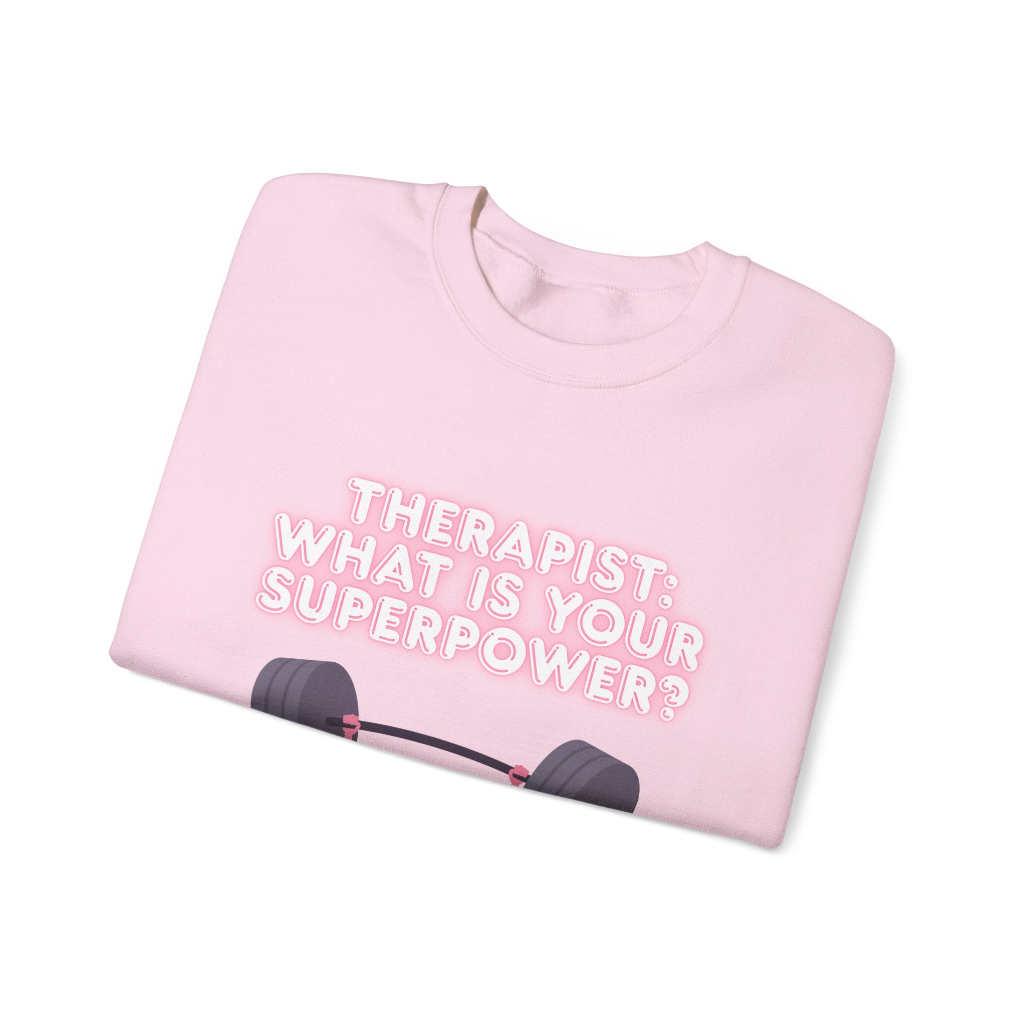 Therapist Superpower Sweatshirt — Cute Brain Lifting Weights Crewneck