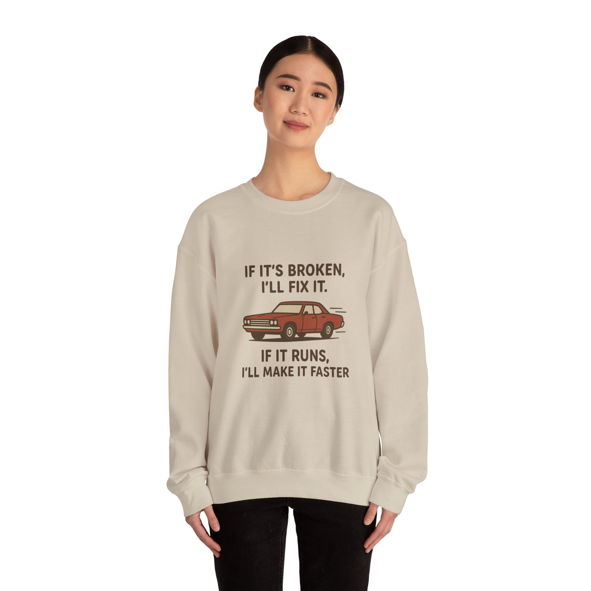 If It's Broken I'll Fix It Car Illustration Sweatshirt | Mechanic Humor