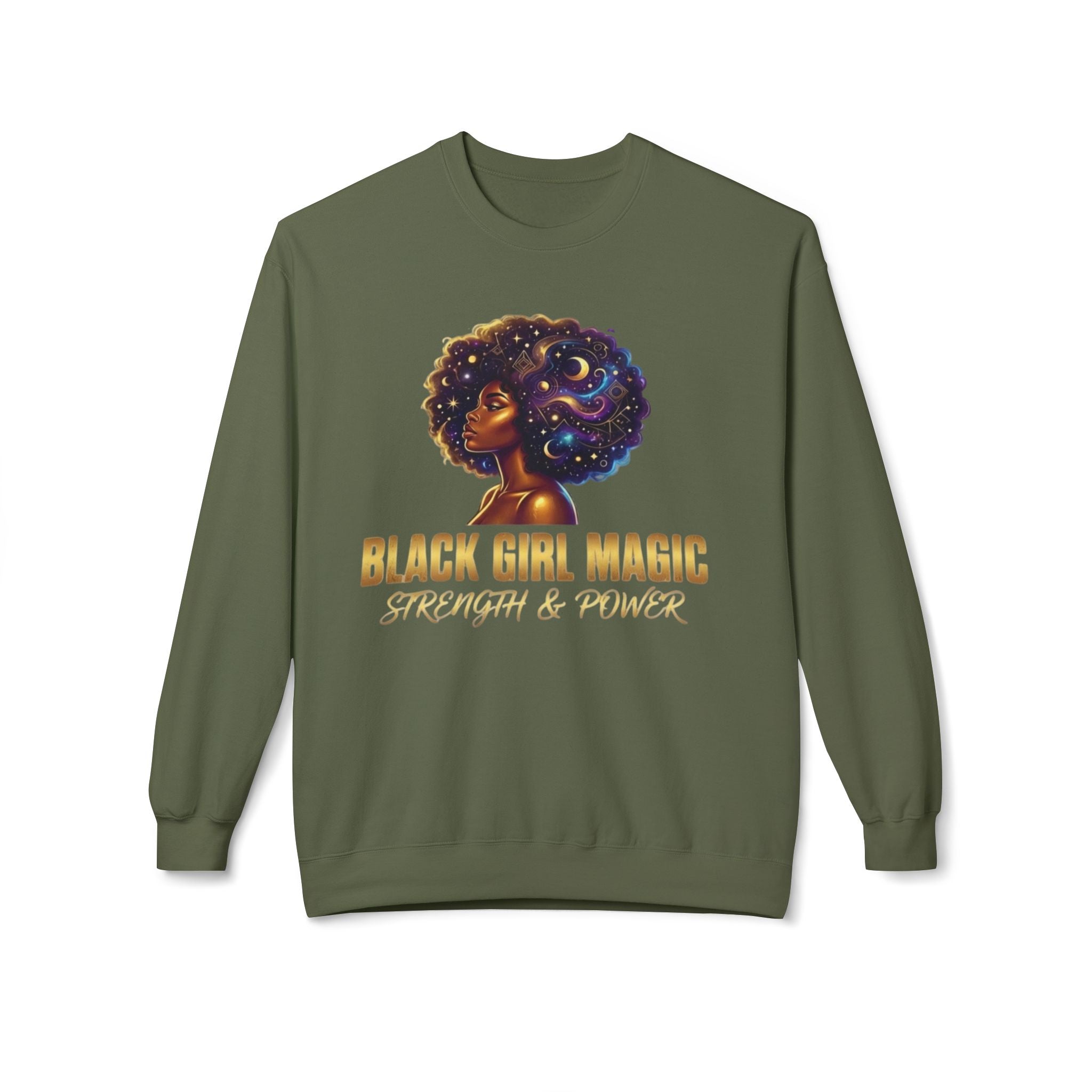 Black Girl Magic Afro Galaxy Illustration Sweatshirt | Strength & Power
