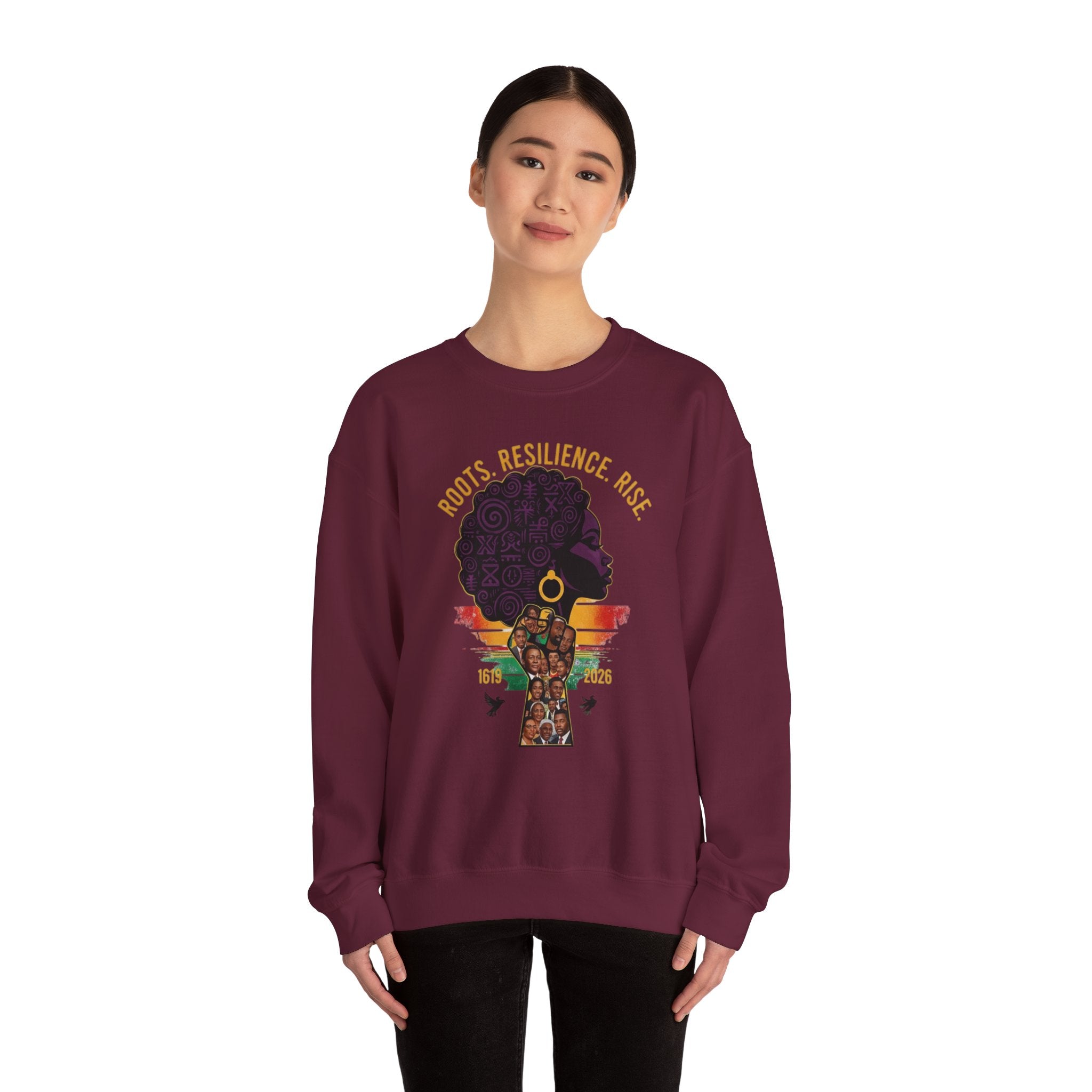 Roots Resilience Rise Sweatshirt | Black History Afro Woman Design