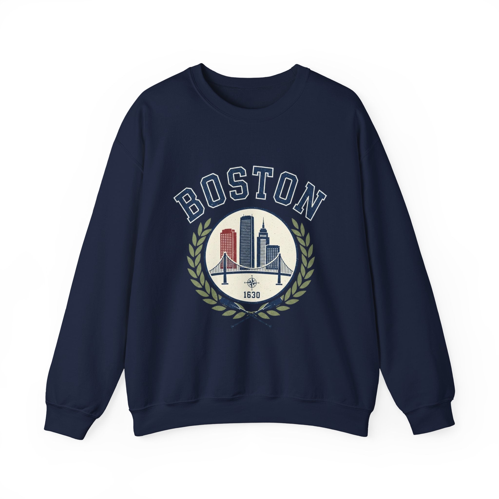 Boston Skyline Crest Sweatshirt | Cityscape Bridge Laurel 1630