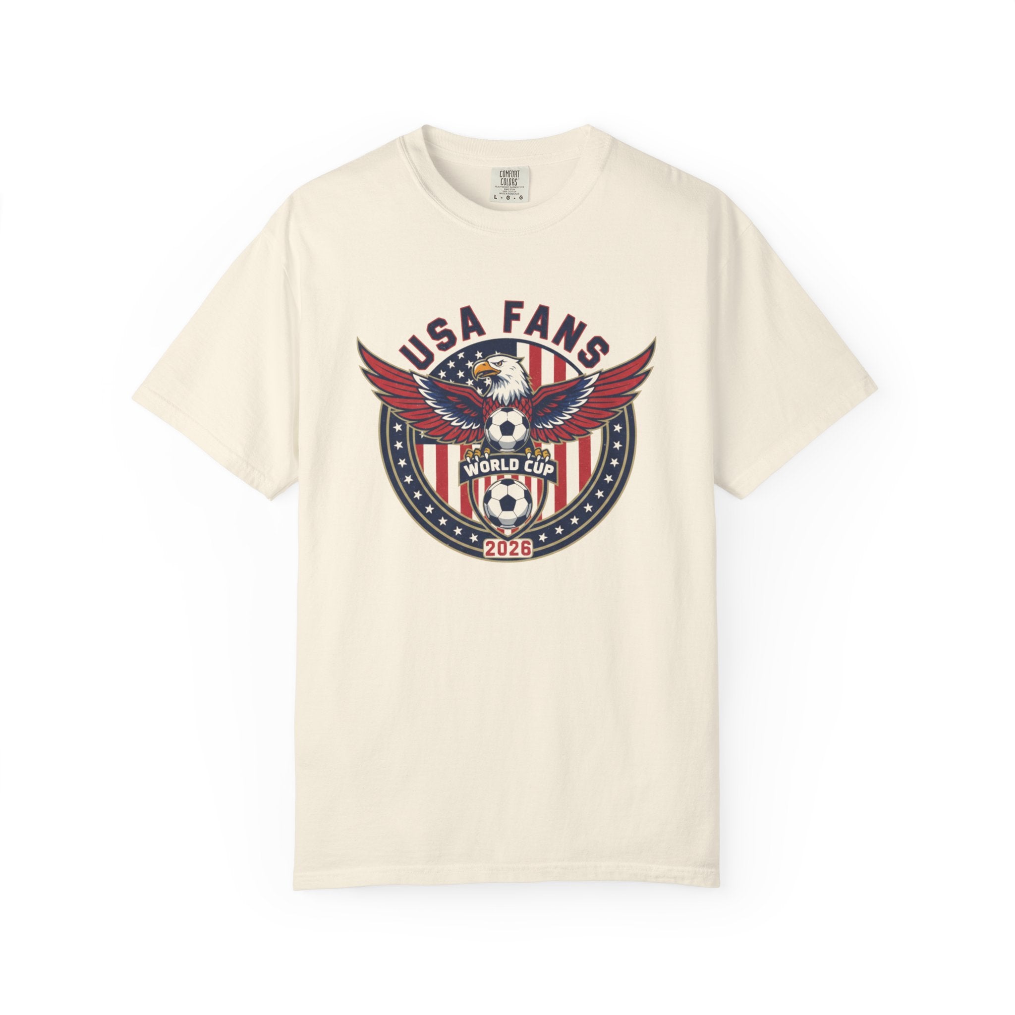 USA Fans World Cup Soccer T-Shirt — Patriotic Eagle Flag Design