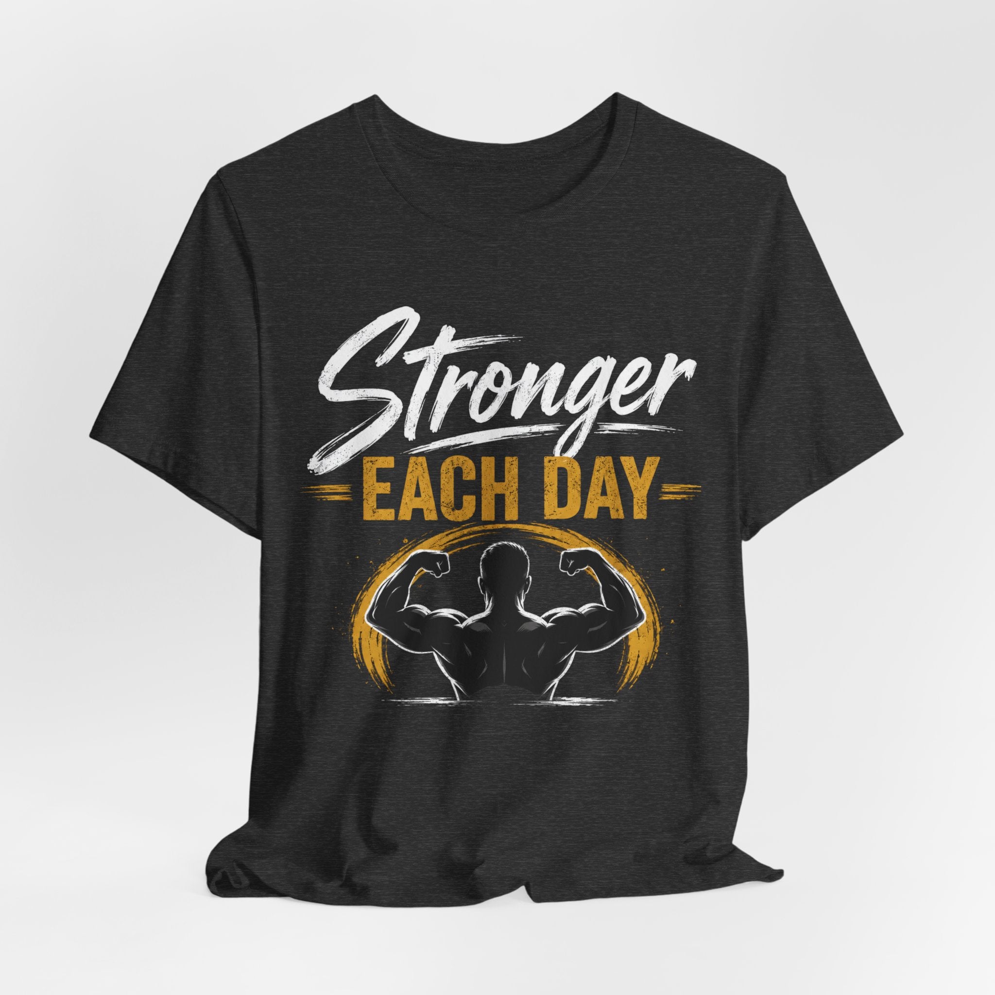 Stronger Each Day Summer Tee | Muscle Silhouette Fitness Shirt