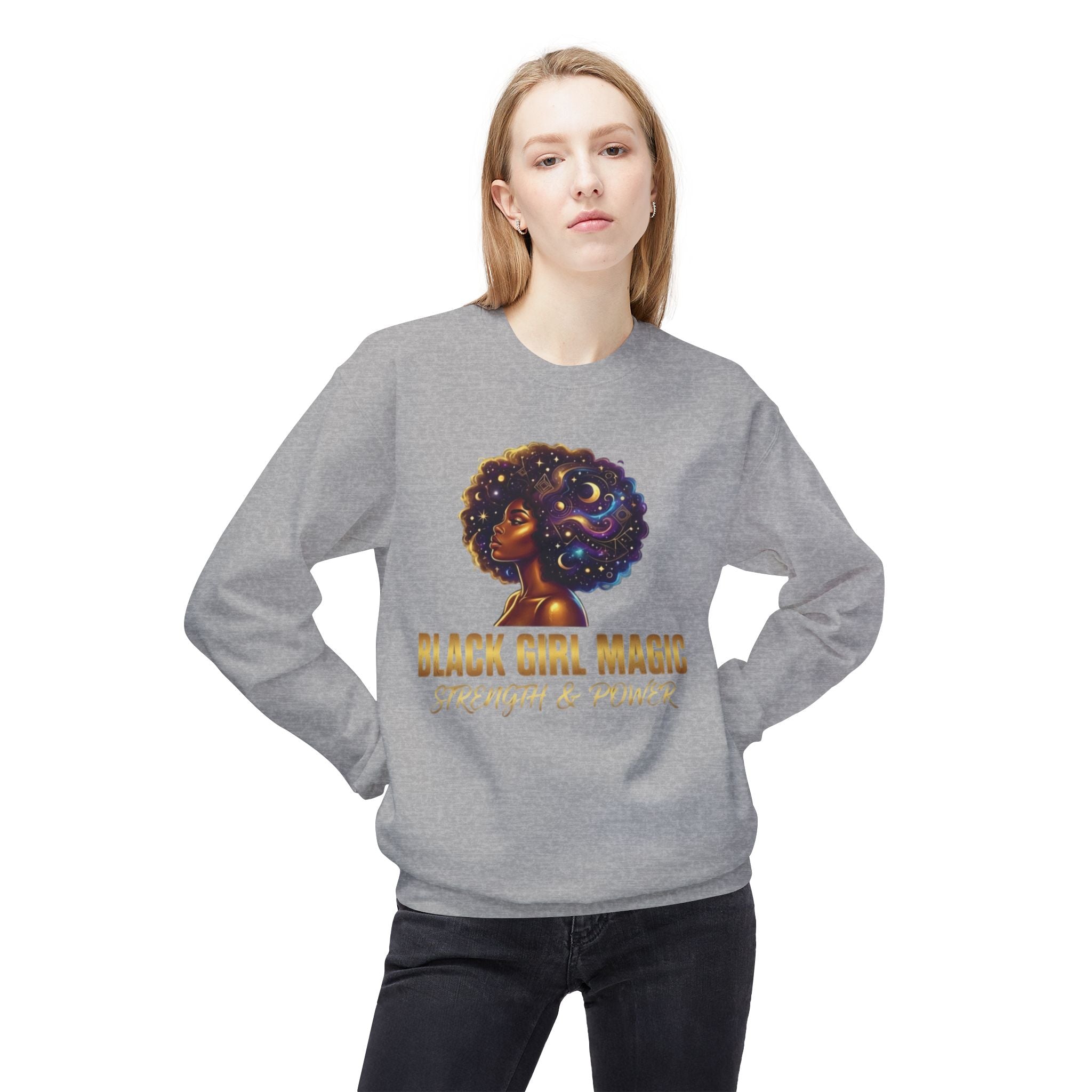 Black Girl Magic Afro Galaxy Illustration Sweatshirt | Strength & Power