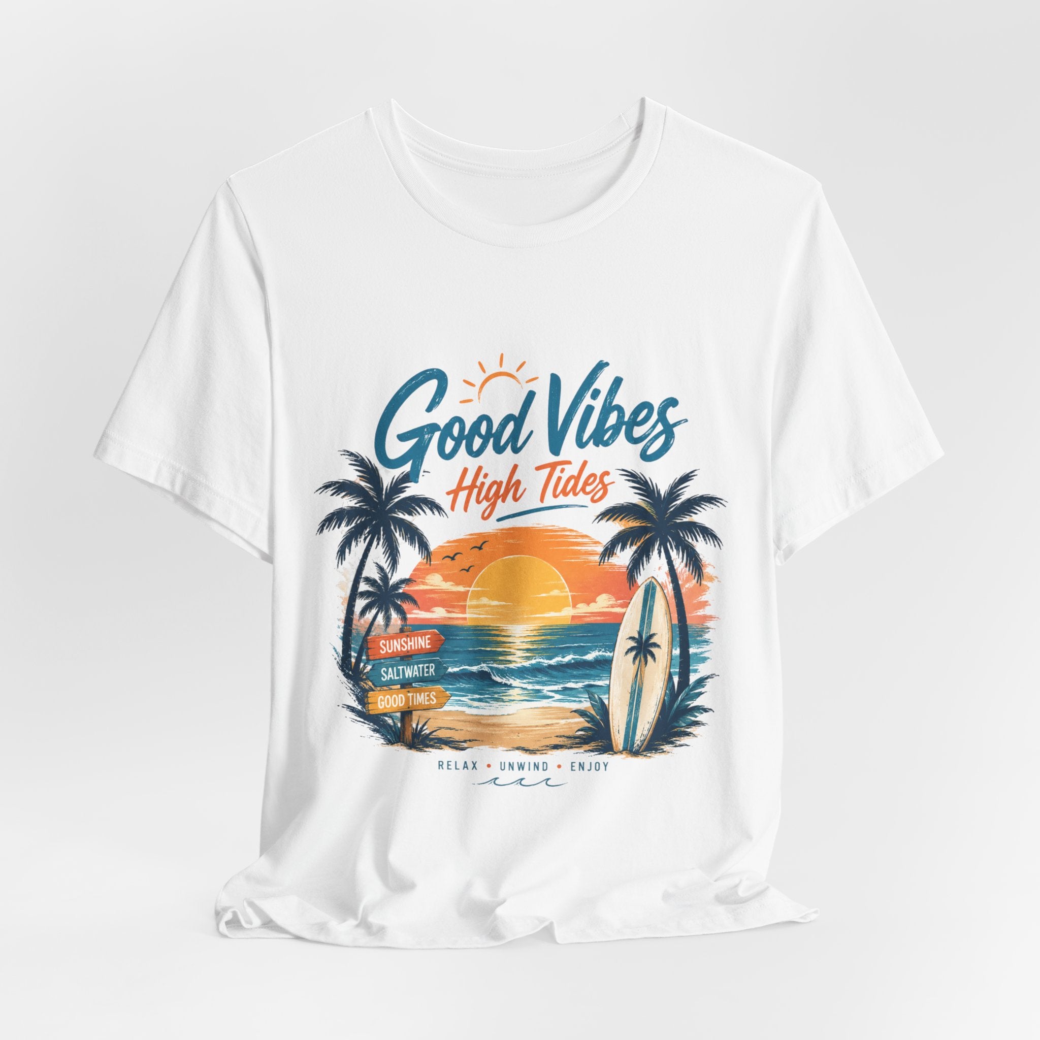 Summer Beach T-Shirt | Sunset Palm Beach Surf Scene