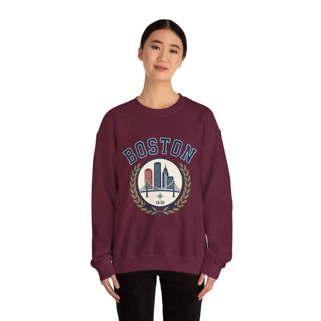 Boston Skyline Crest Sweatshirt | Cityscape Bridge Laurel 1630