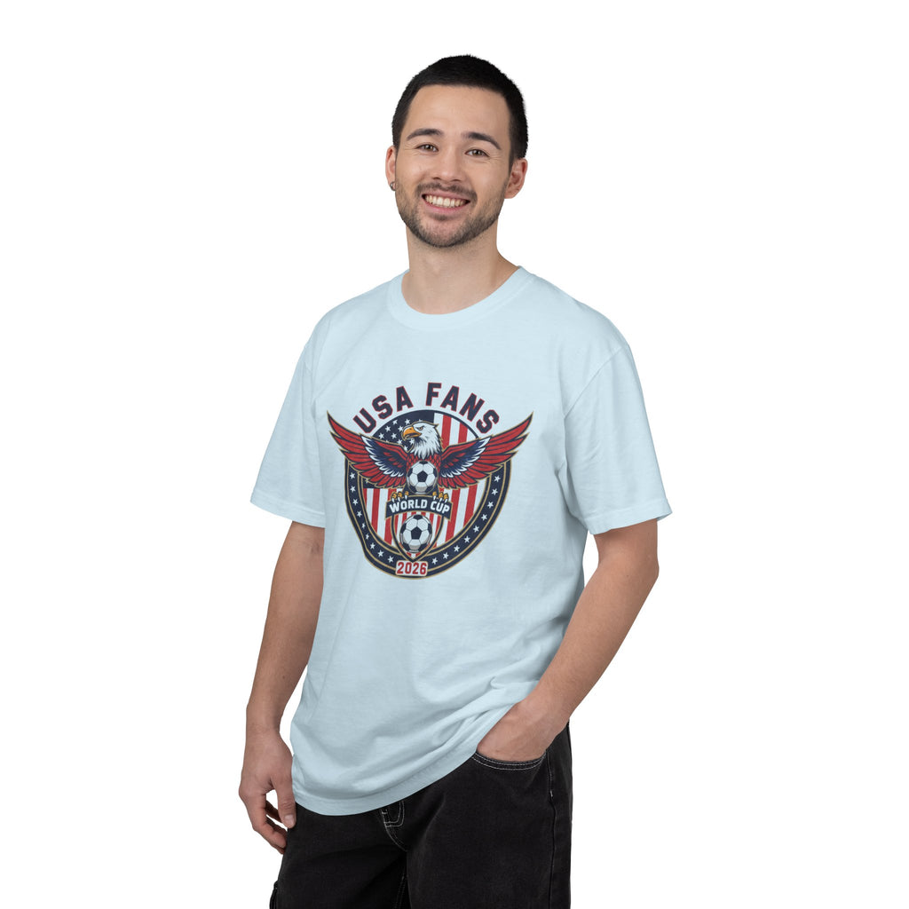 USA Fans World Cup Soccer T-Shirt — Patriotic Eagle Flag Design
