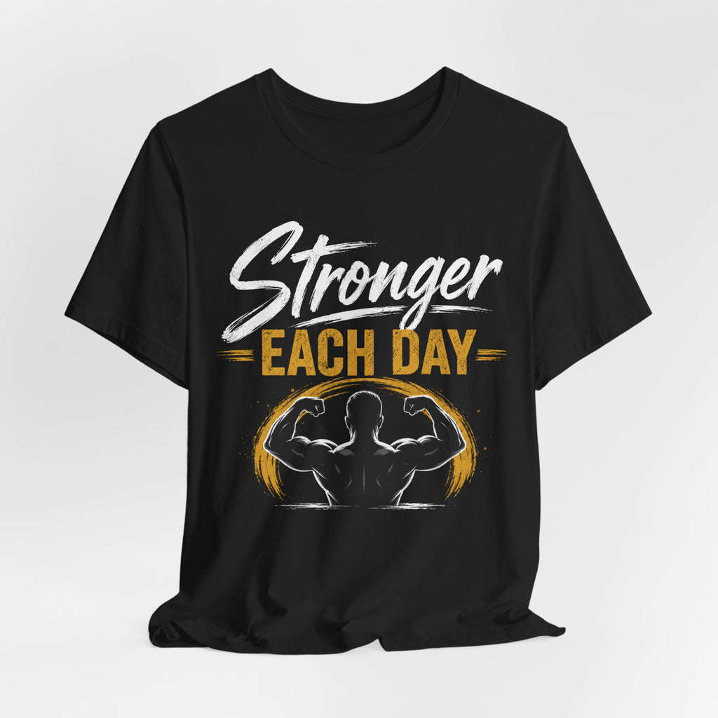 Stronger Each Day Summer Tee | Muscle Silhouette Fitness Shirt