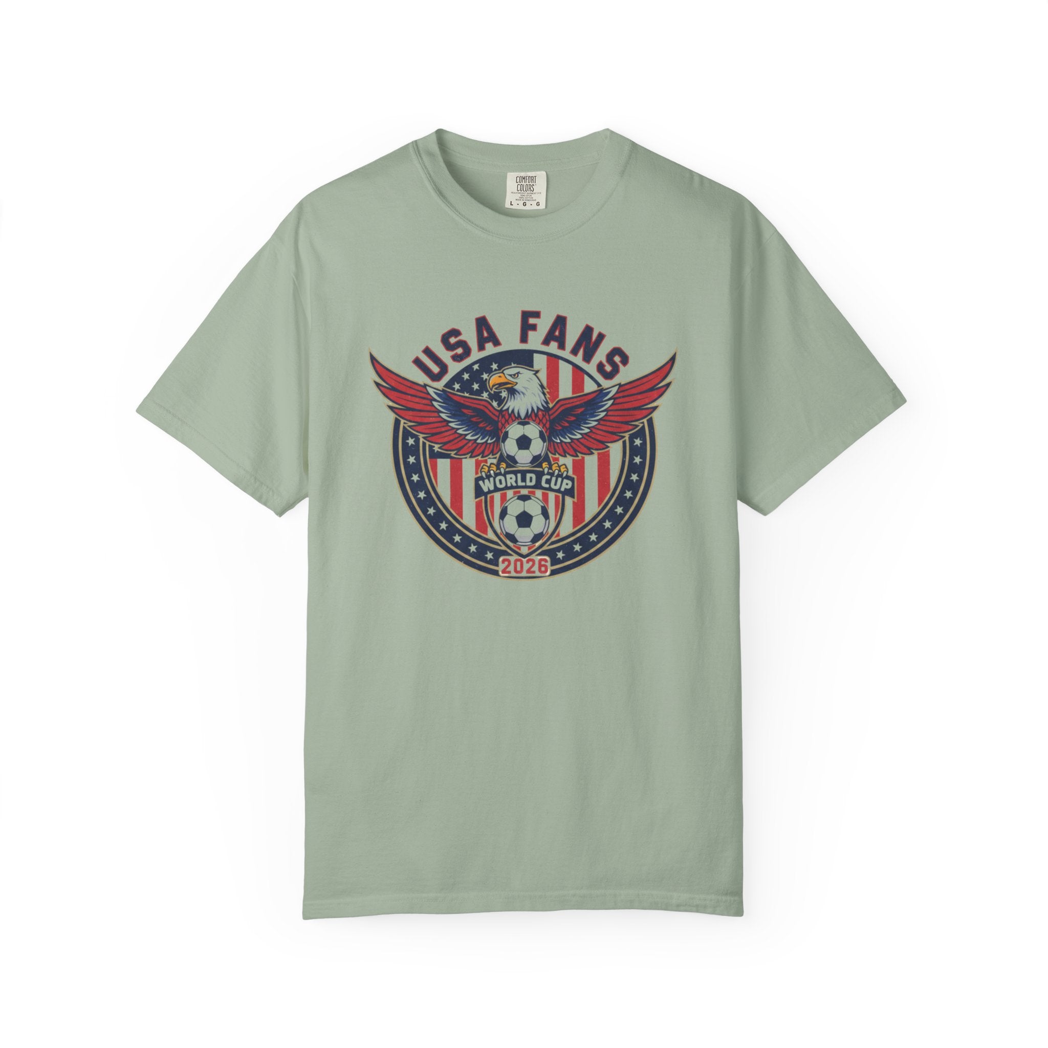 USA Fans World Cup Soccer T-Shirt — Patriotic Eagle Flag Design