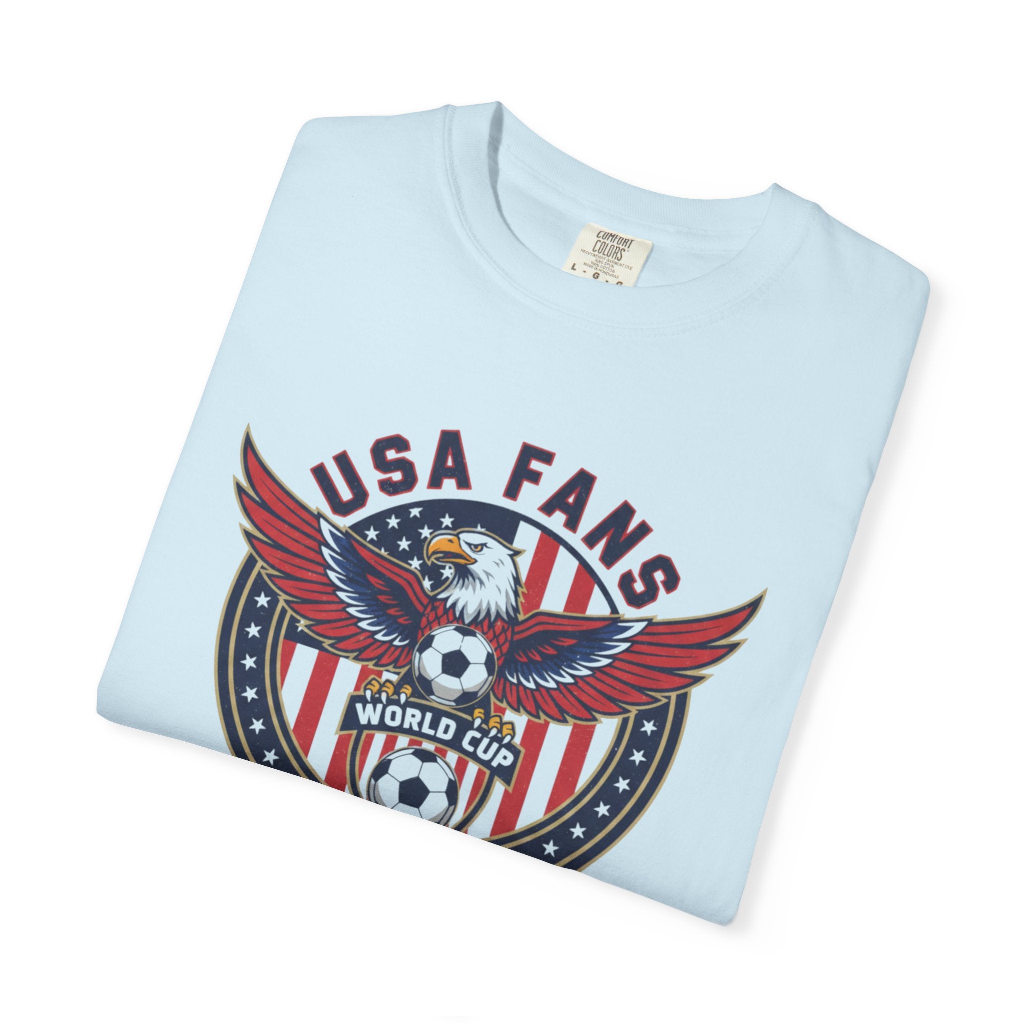 USA Fans World Cup Soccer T-Shirt — Patriotic Eagle Flag Design