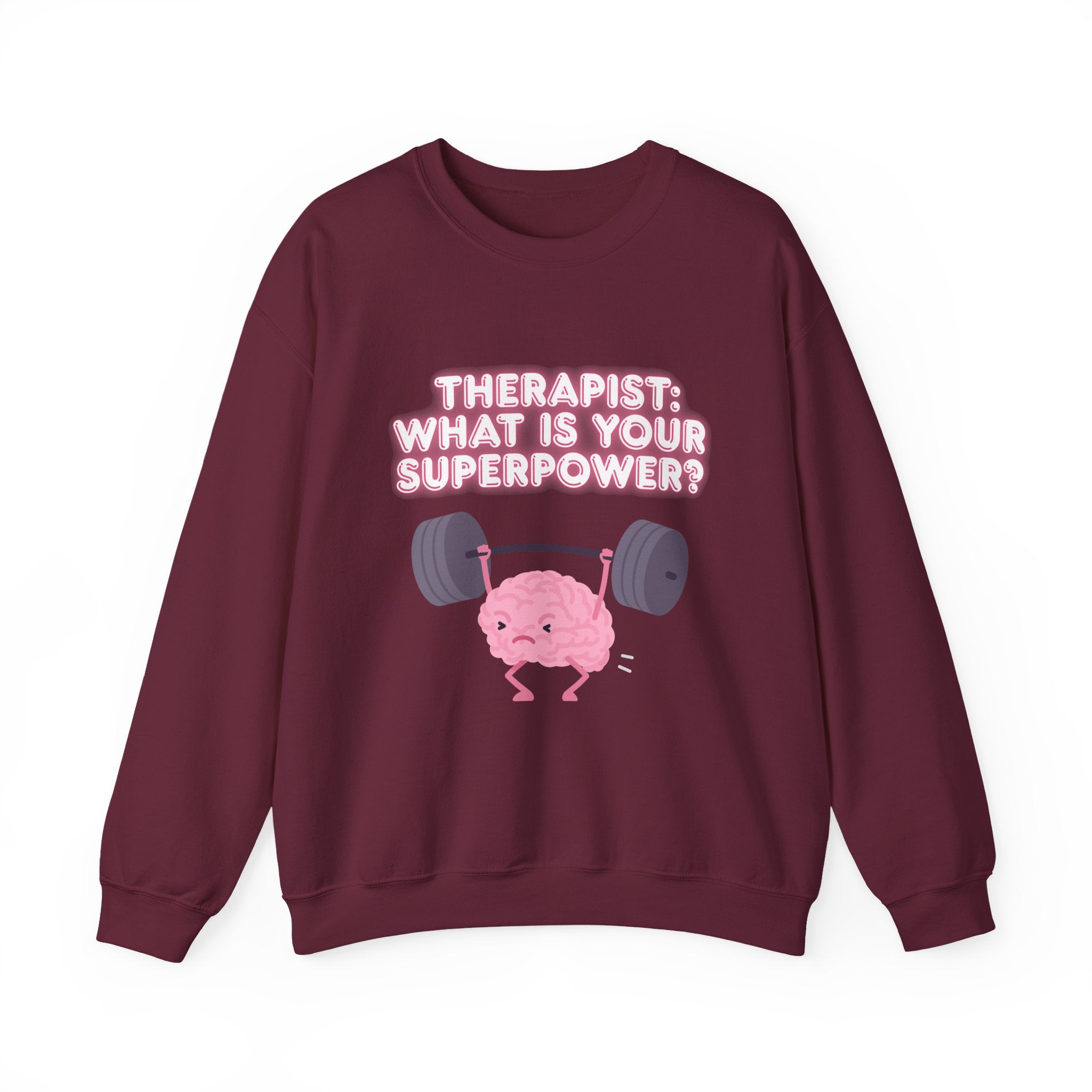 Therapist Superpower Sweatshirt — Cute Brain Lifting Weights Crewneck
