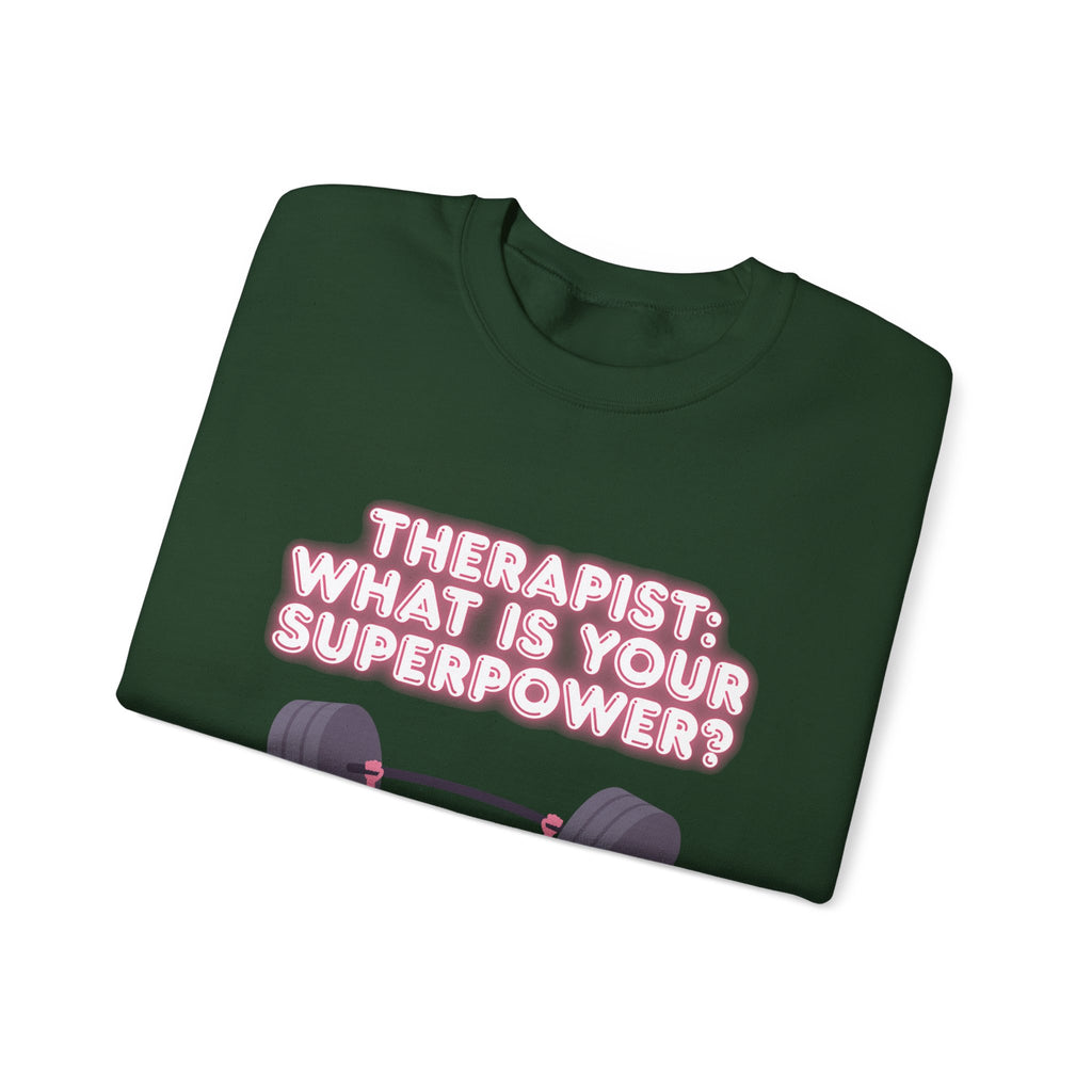 Therapist Superpower Sweatshirt — Cute Brain Lifting Weights Crewneck