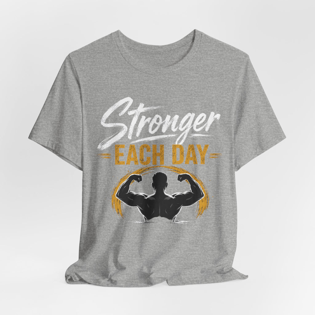 Stronger Each Day Summer Tee | Muscle Silhouette Fitness Shirt