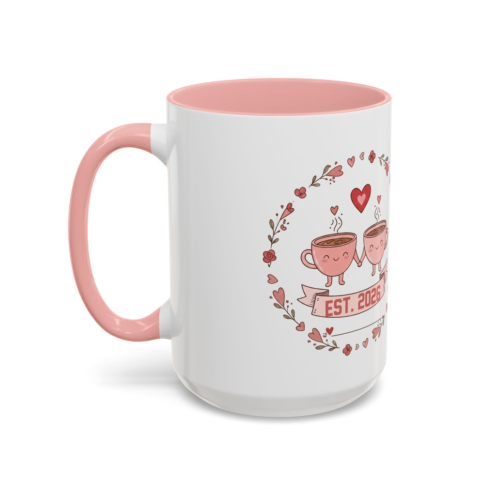 Couples Heart Design Accent Coffee Mug | Valentine Anniversary Birthday