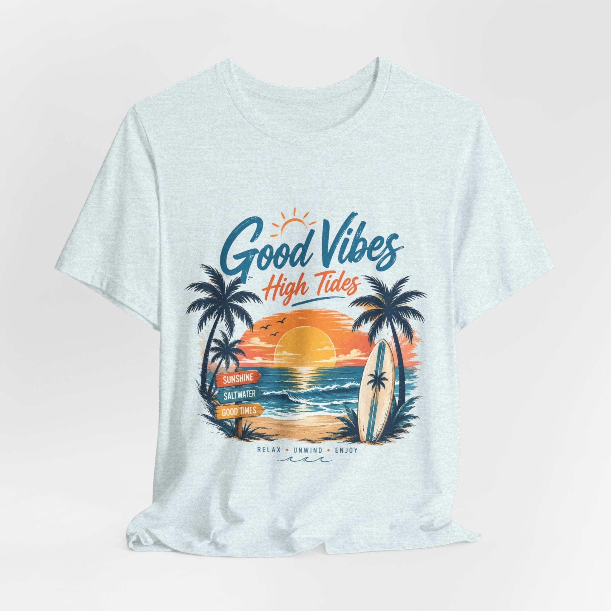Summer Beach T-Shirt | Sunset Palm Beach Surf Scene