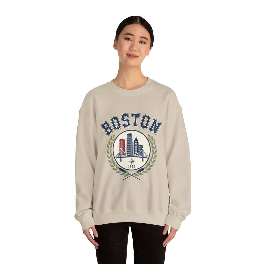 Boston Skyline Crest Sweatshirt | Cityscape Bridge Laurel 1630