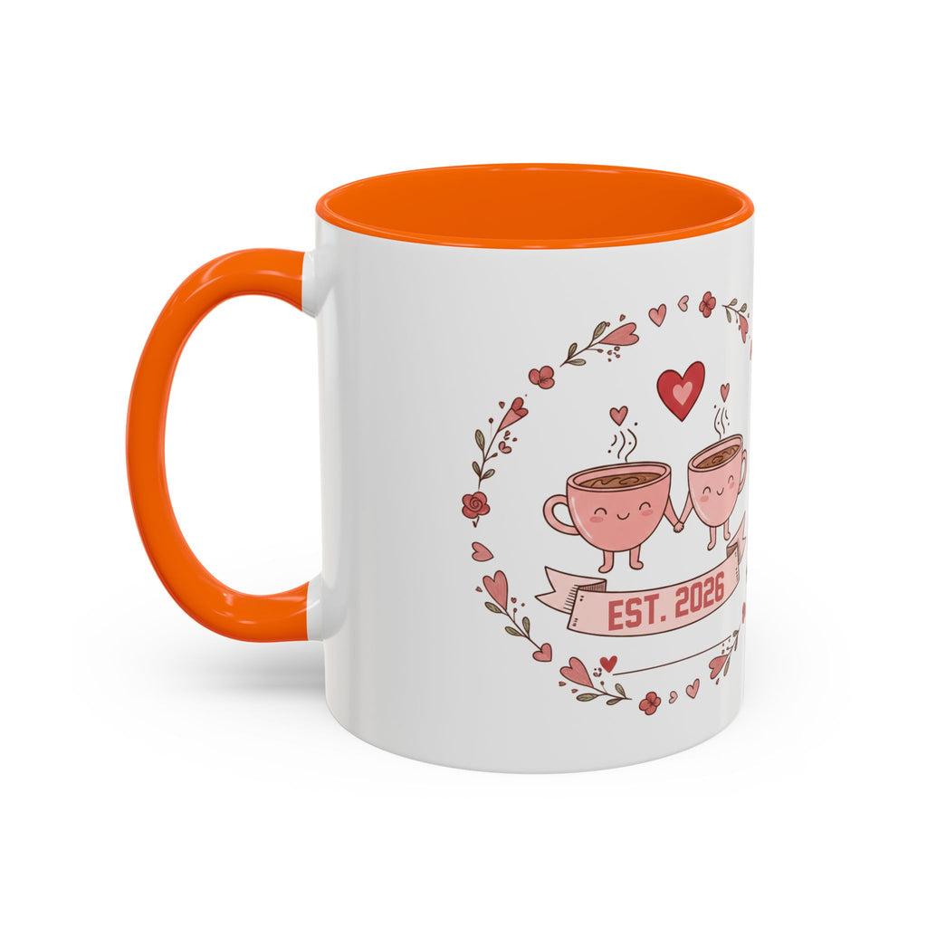 Couples Heart Design Accent Coffee Mug | Valentine Anniversary Birthday
