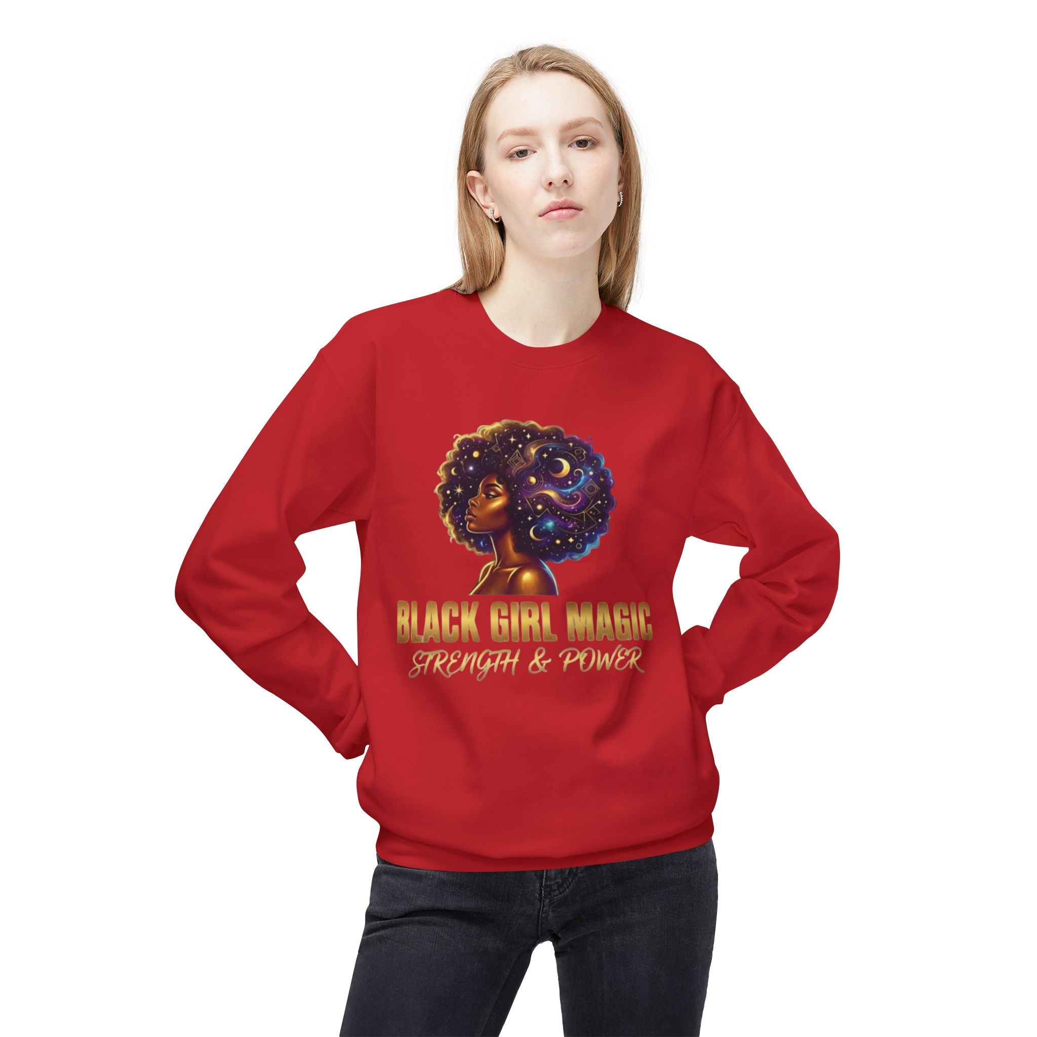 Black Girl Magic Afro Galaxy Illustration Sweatshirt | Strength & Power