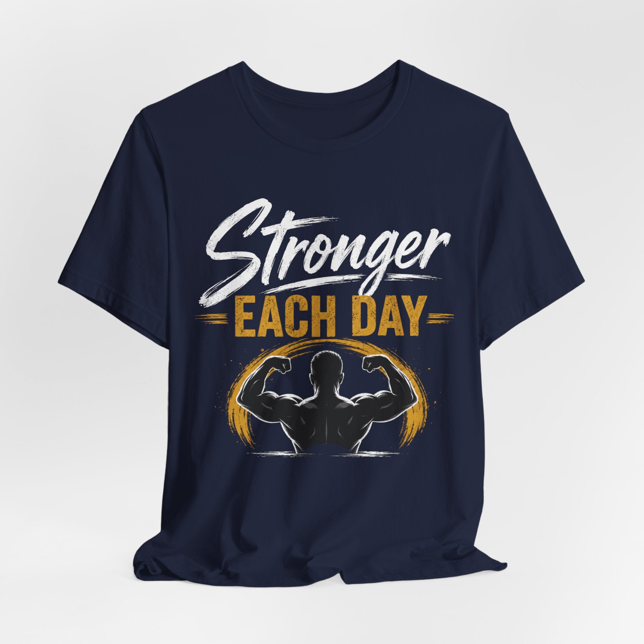 Stronger Each Day Summer Tee | Muscle Silhouette Fitness Shirt