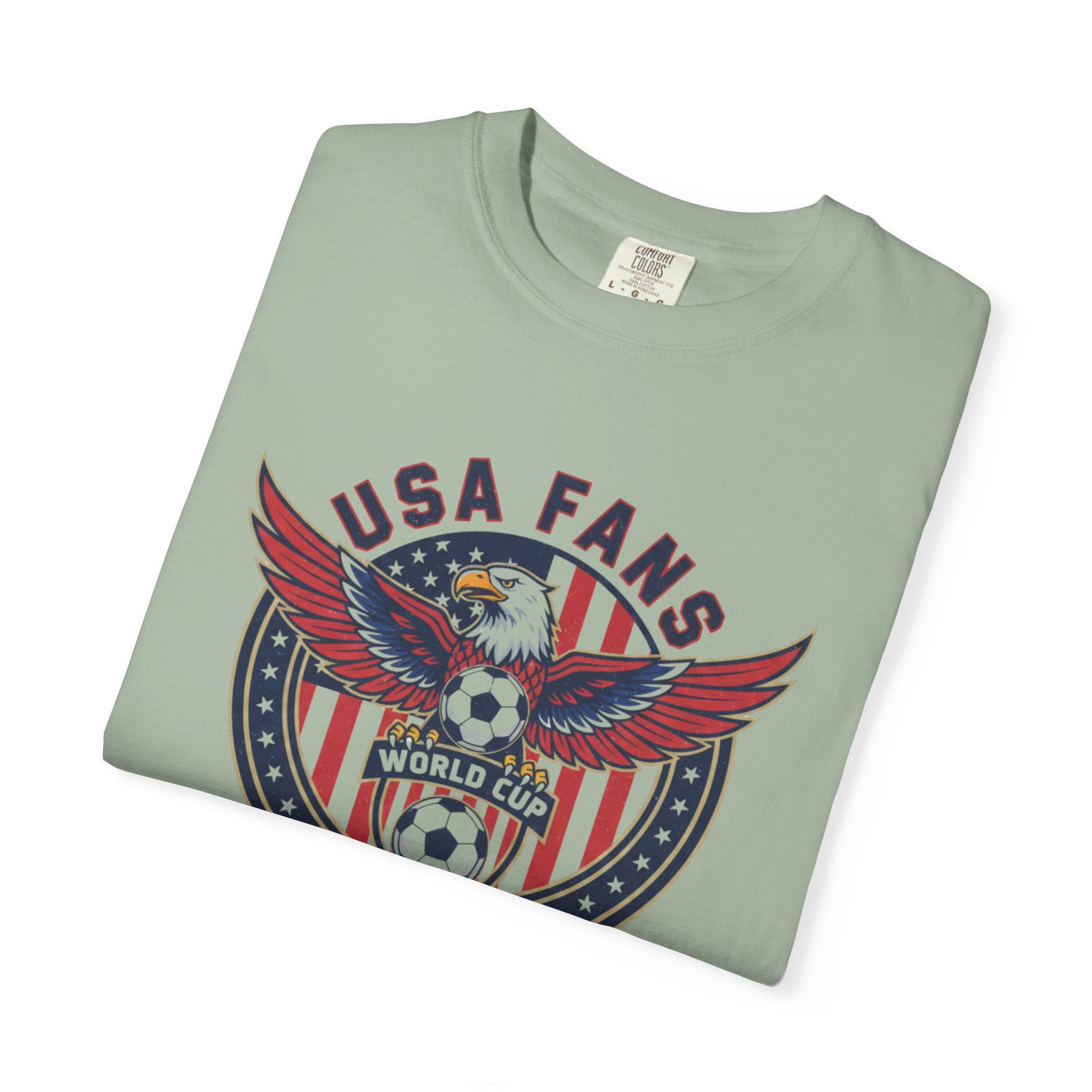 USA Fans World Cup Soccer T-Shirt — Patriotic Eagle Flag Design
