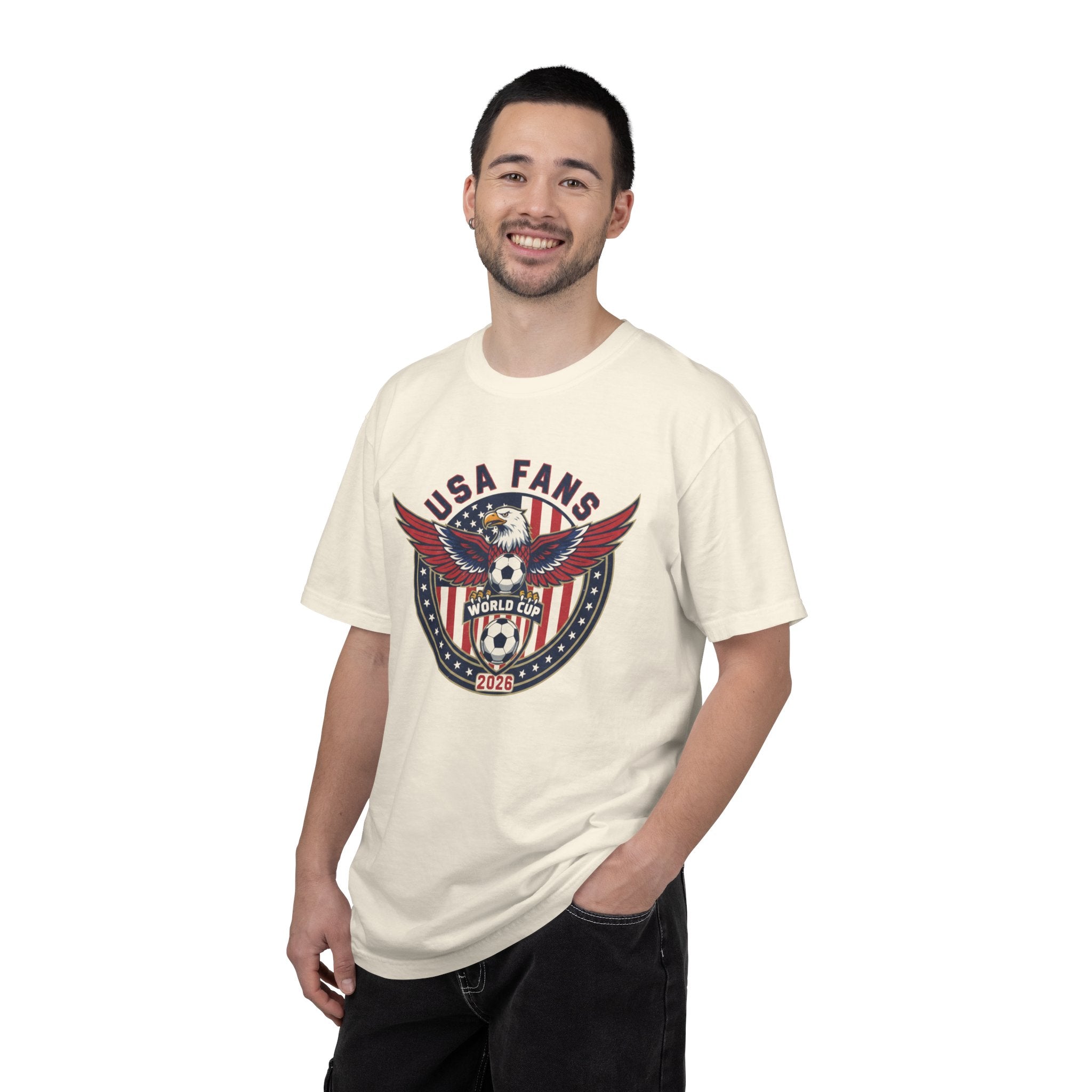 USA Fans World Cup Soccer T-Shirt — Patriotic Eagle Flag Design