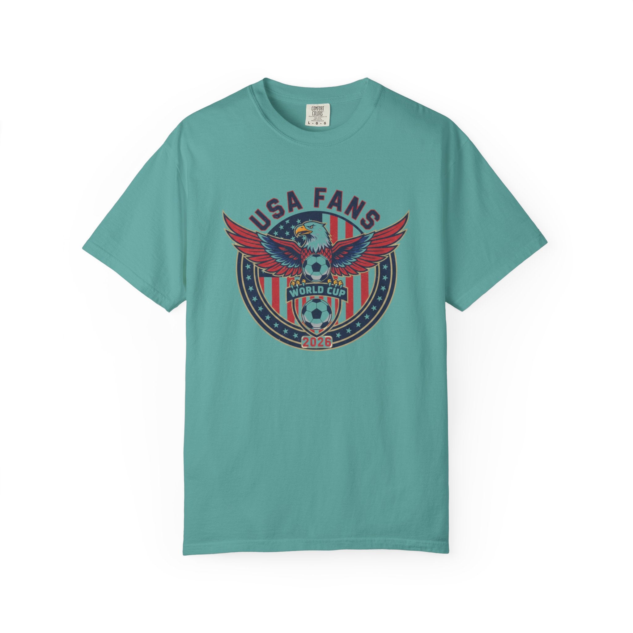 USA Fans World Cup Soccer T-Shirt — Patriotic Eagle Flag Design