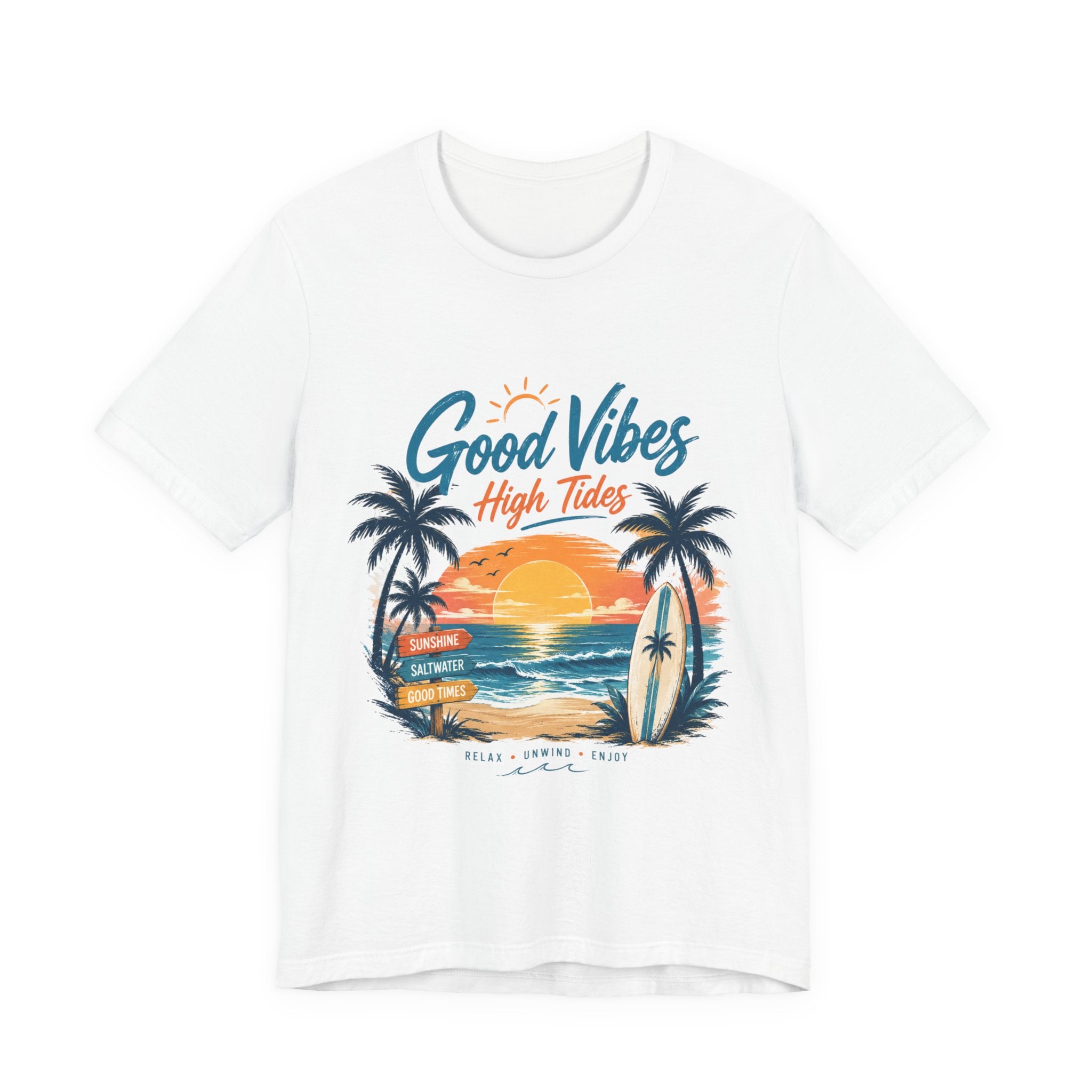 Summer Beach T-Shirt | Sunset Palm Beach Surf Scene