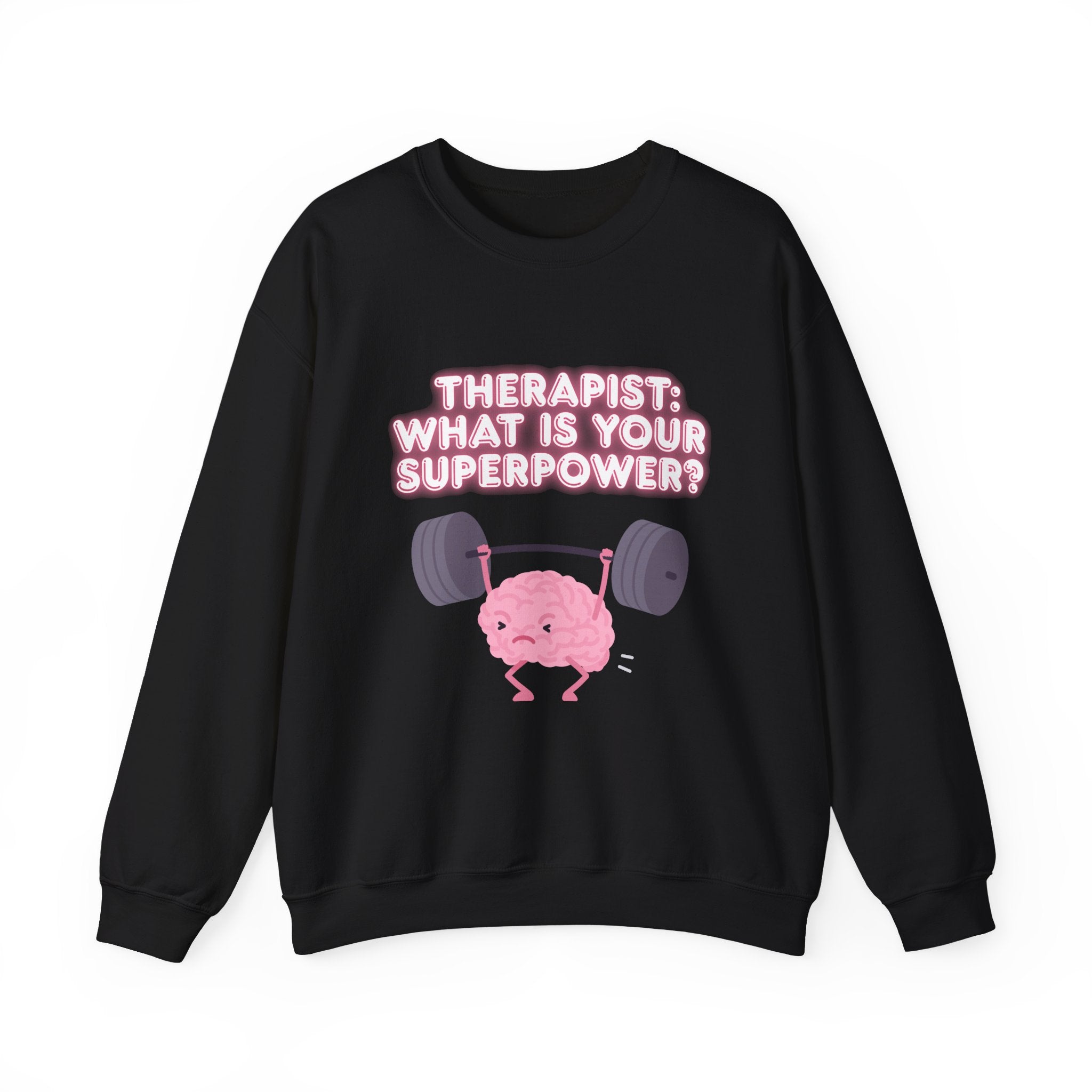 Therapist Superpower Sweatshirt — Cute Brain Lifting Weights Crewneck
