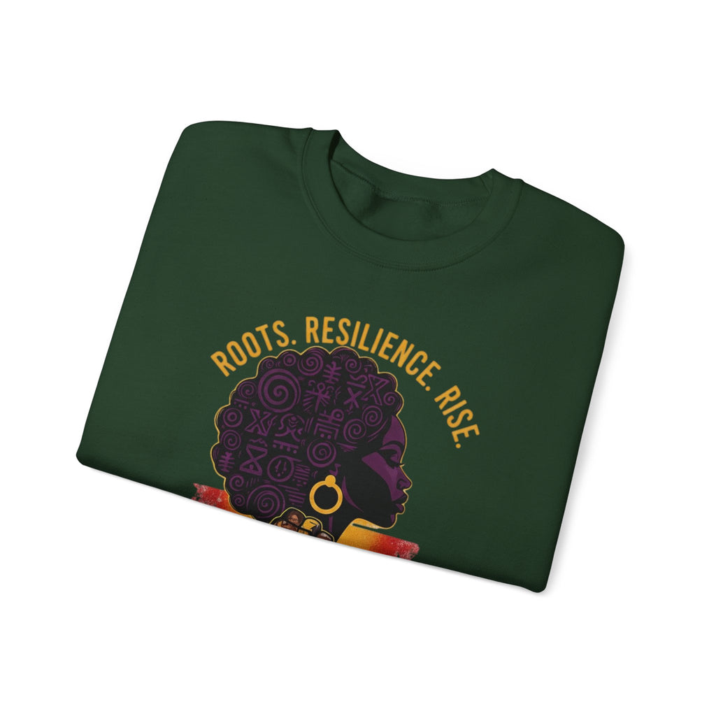 Roots Resilience Rise Sweatshirt | Black History Afro Woman Design