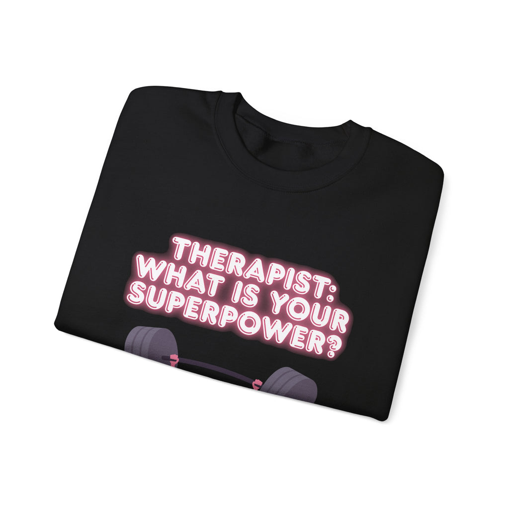 Therapist Superpower Sweatshirt — Cute Brain Lifting Weights Crewneck