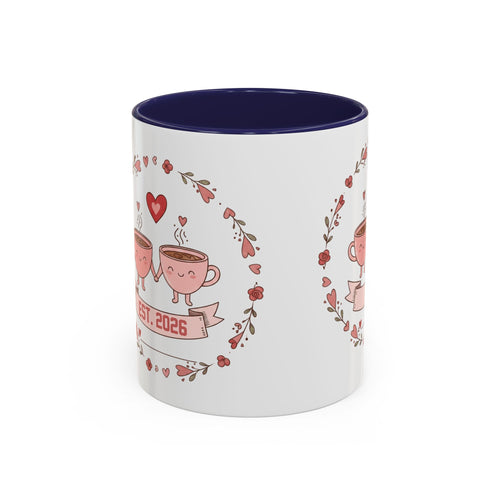Couples Heart Design Accent Coffee Mug | Valentine Anniversary Birthday