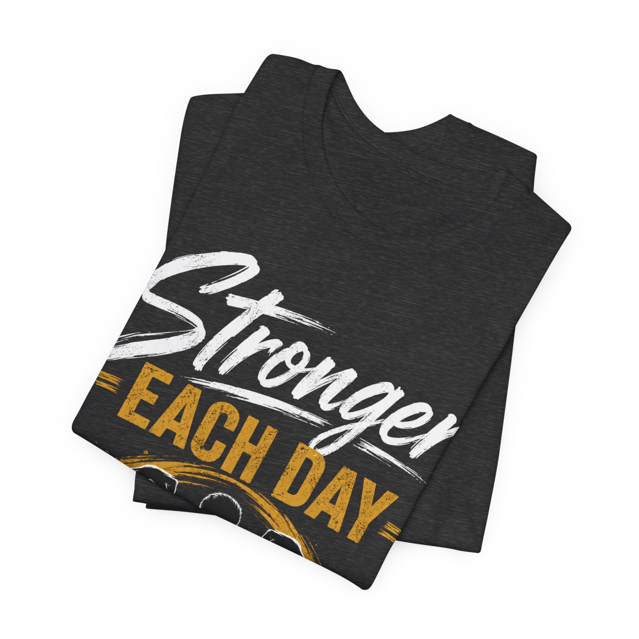 Stronger Each Day Summer Tee | Muscle Silhouette Fitness Shirt