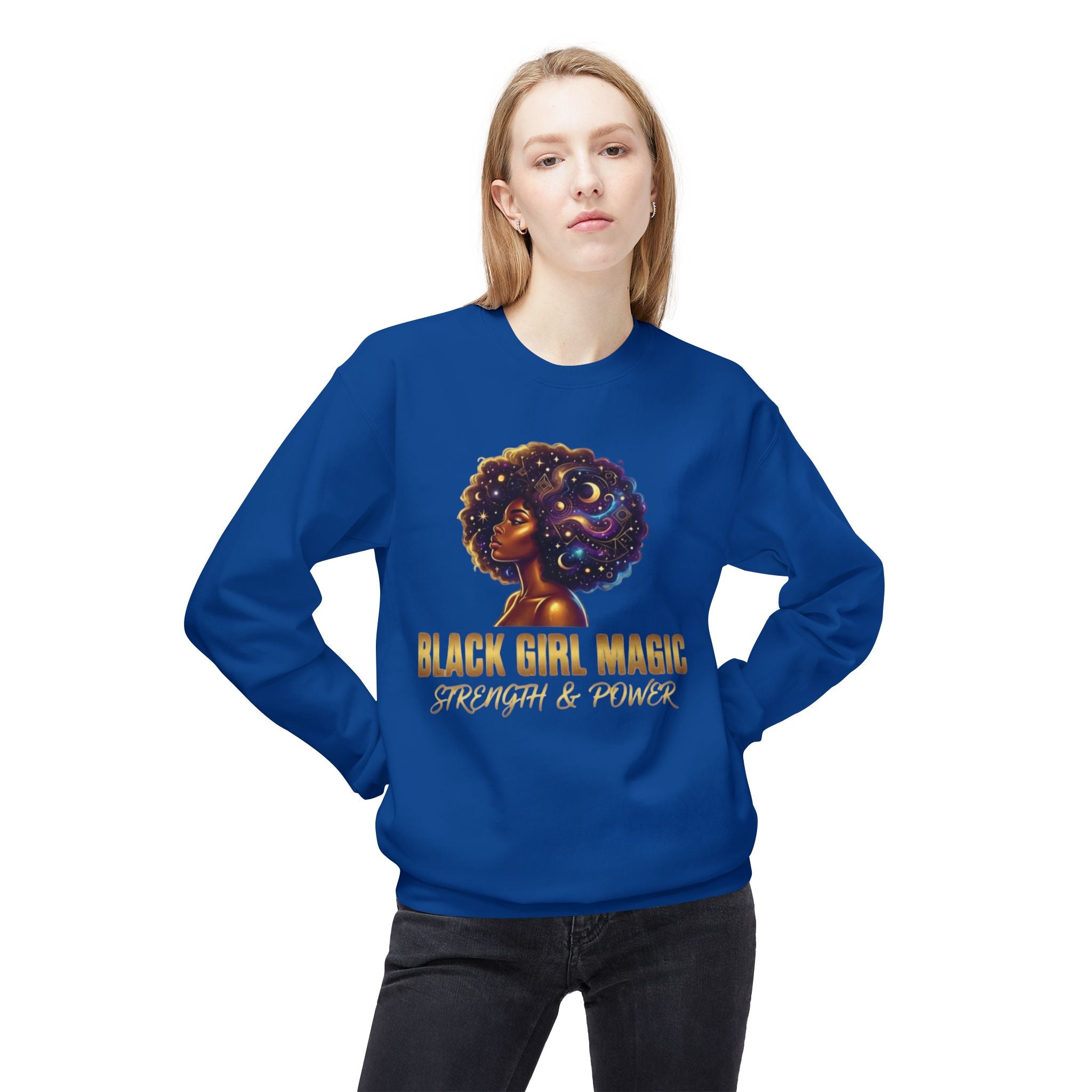 Black Girl Magic Afro Galaxy Illustration Sweatshirt | Strength & Power