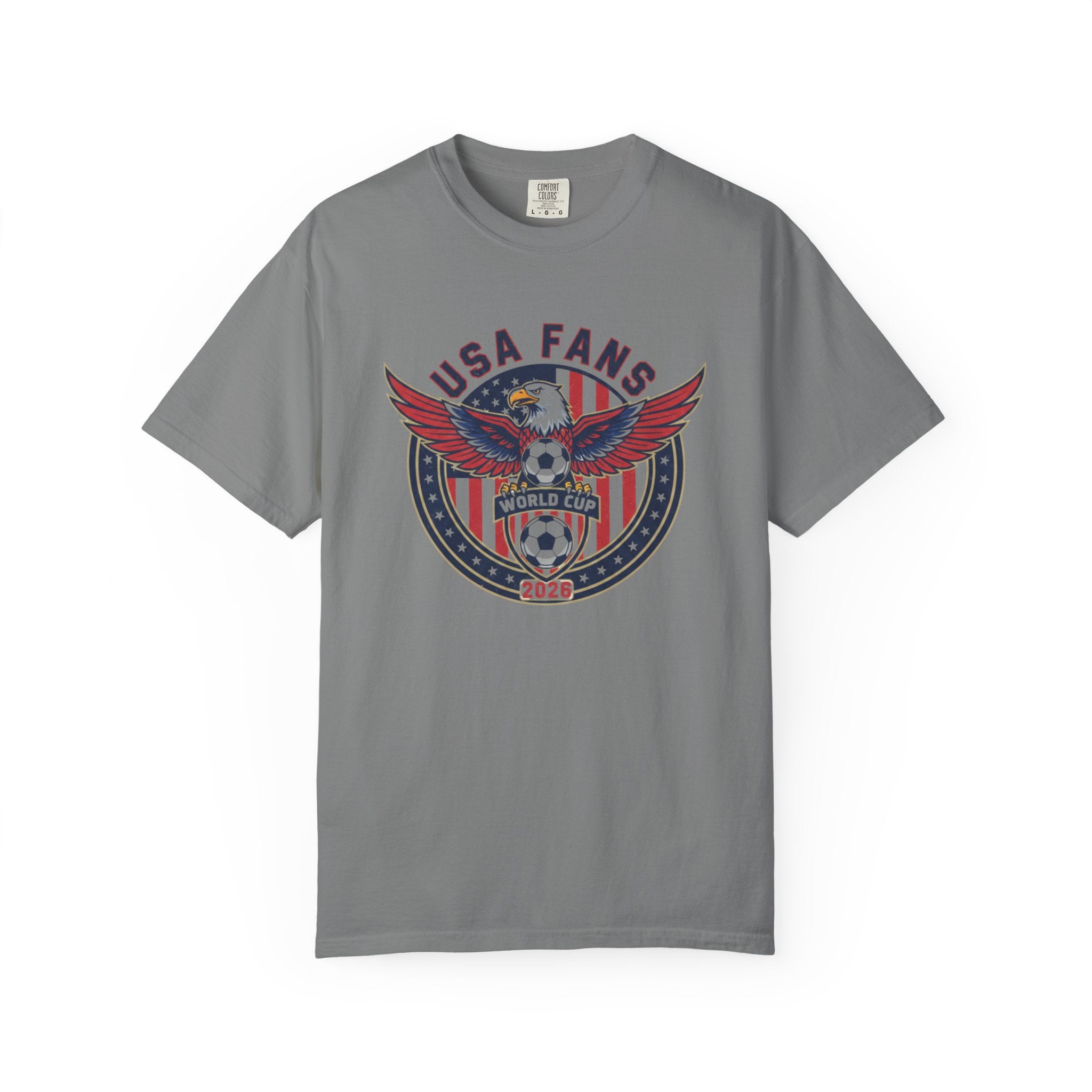 USA Fans World Cup Soccer T-Shirt — Patriotic Eagle Flag Design