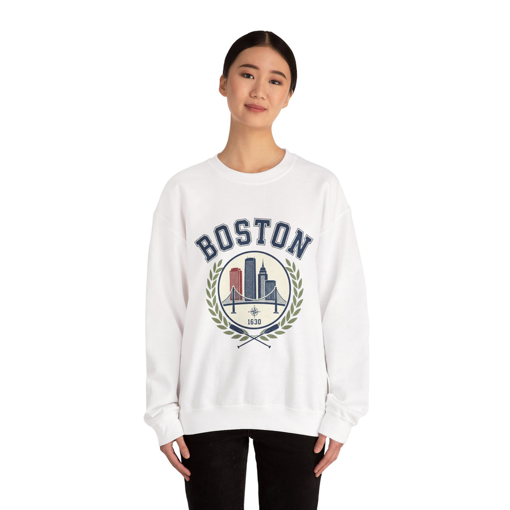 Boston Skyline Crest Sweatshirt | Cityscape Bridge Laurel 1630