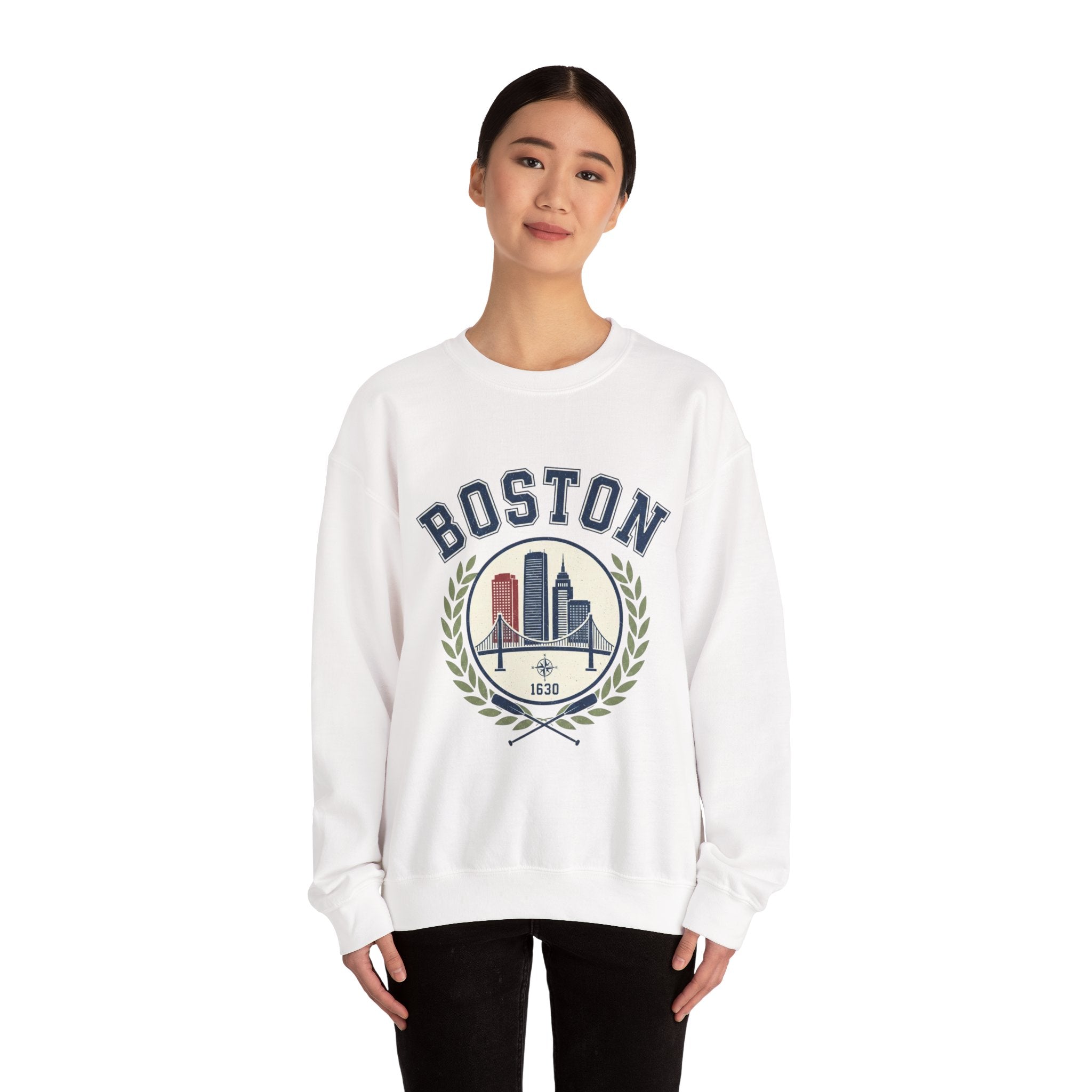 Boston Skyline Crest Sweatshirt | Cityscape Bridge Laurel 1630
