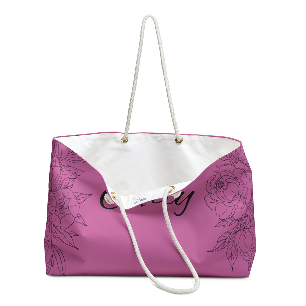 Pink Floral Weekender Bag | Personalized Monogram Tote