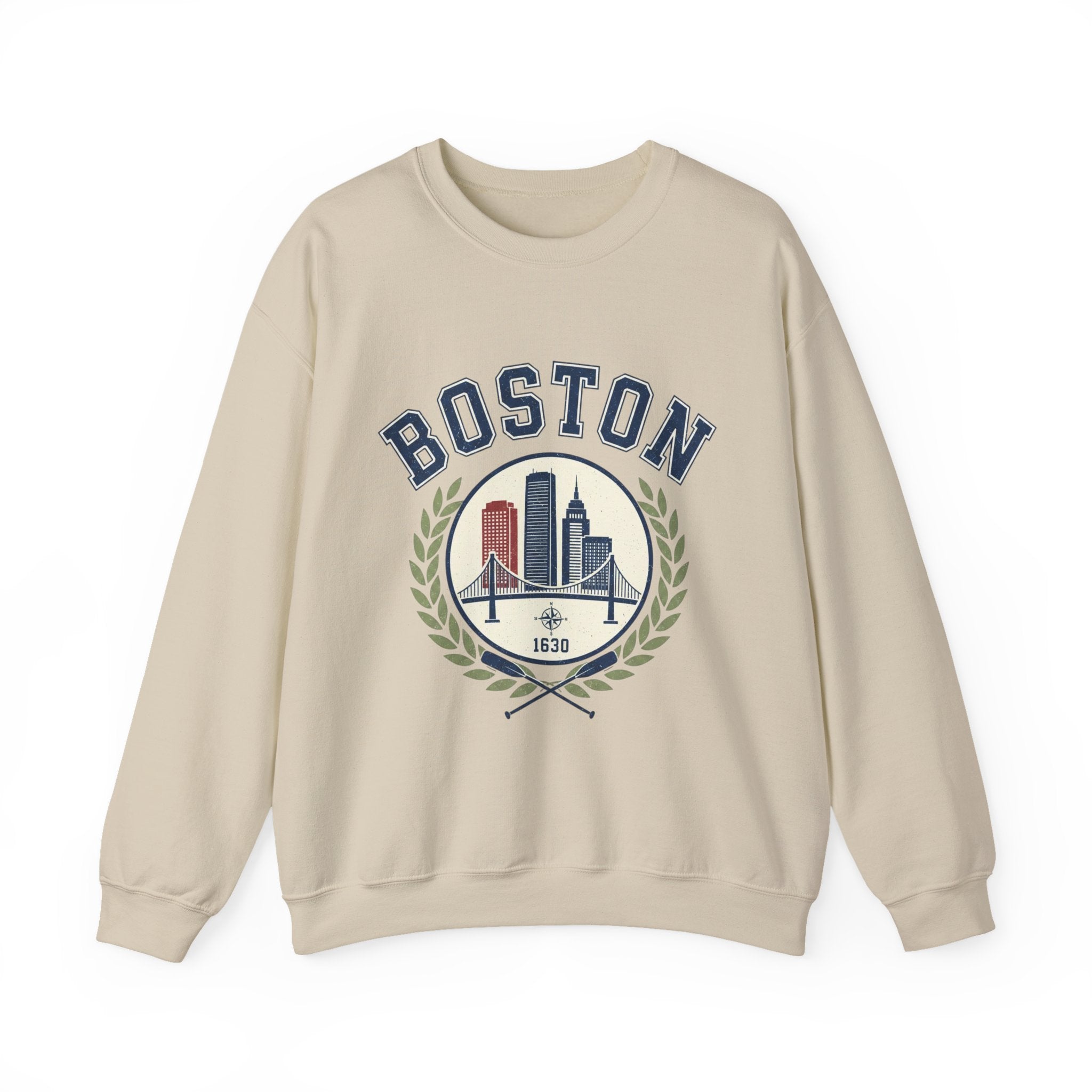 Boston Skyline Crest Sweatshirt | Cityscape Bridge Laurel 1630