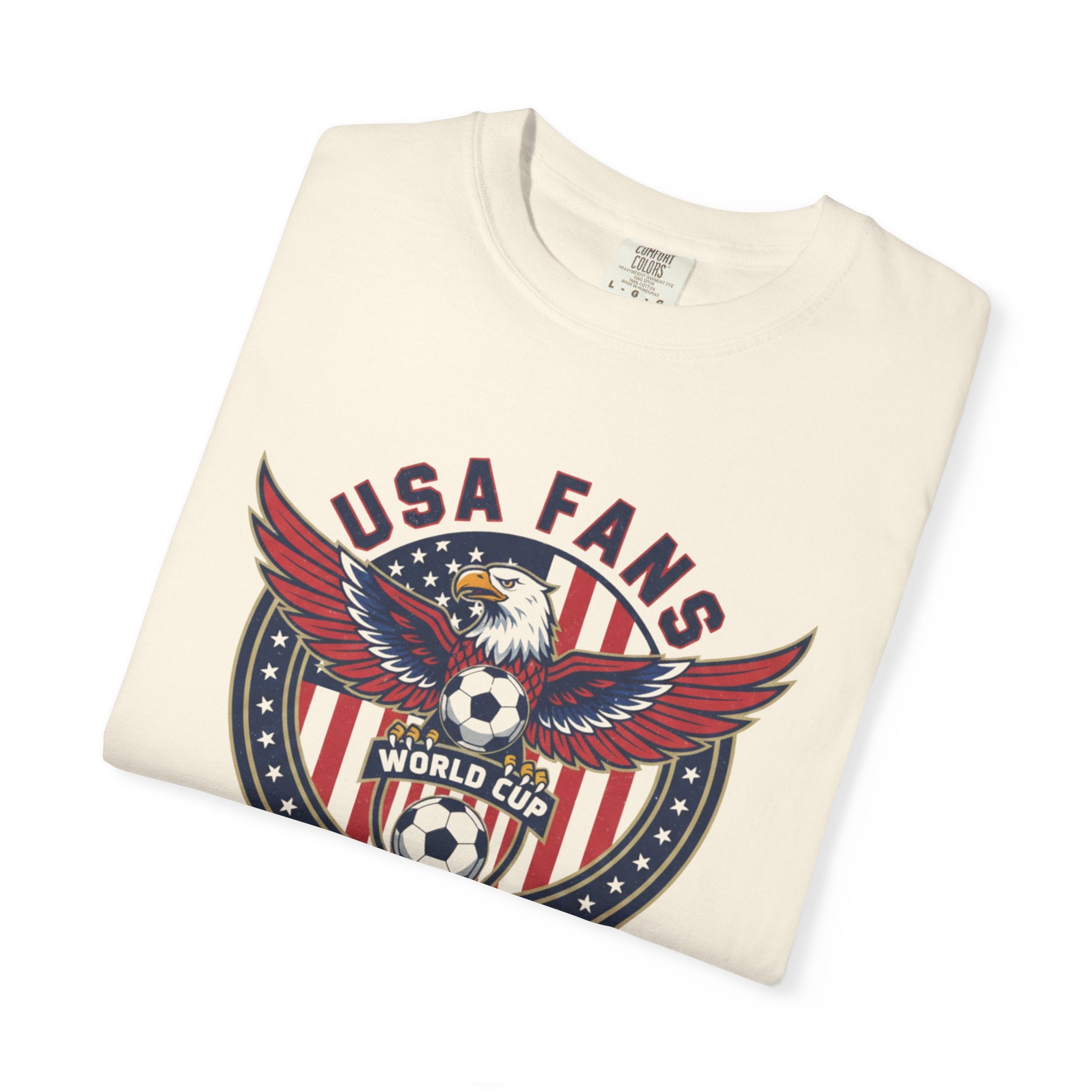 USA Fans World Cup Soccer T-Shirt — Patriotic Eagle Flag Design