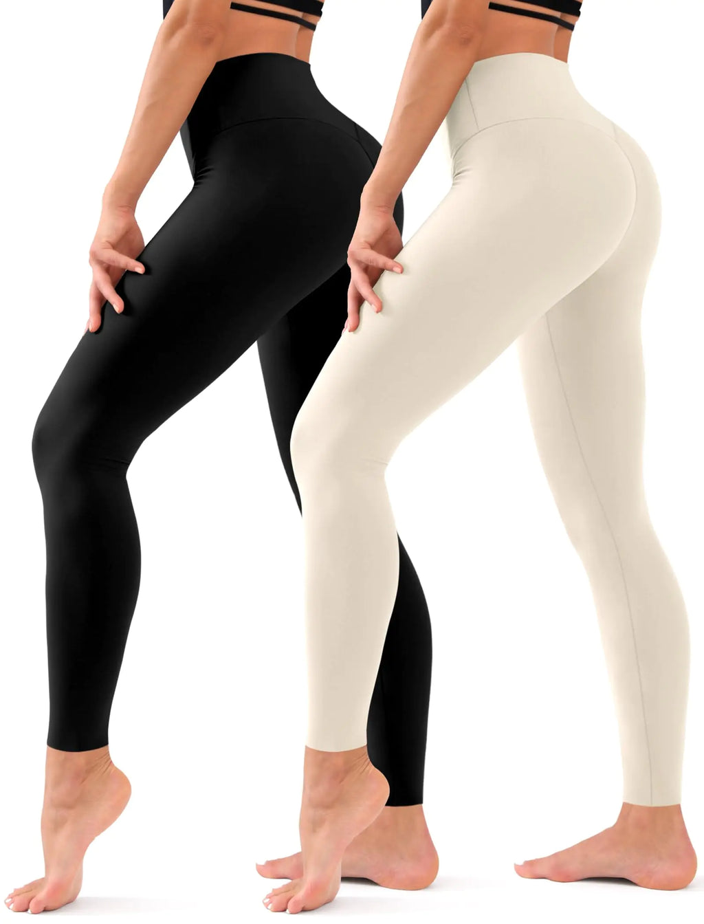COOLOVER 2 Pack Leggings for Women - High Waisted Full Length Buttery Soft Yoga Pants for Workout Athletic Daily