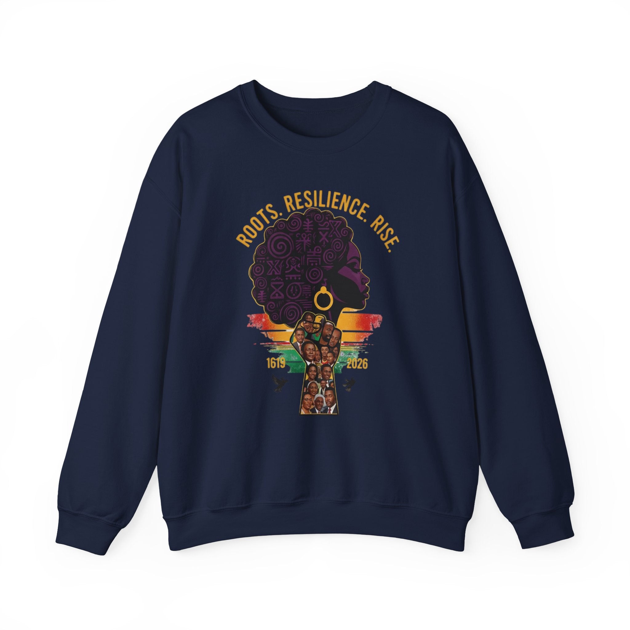 Roots Resilience Rise Sweatshirt | Black History Afro Woman Design